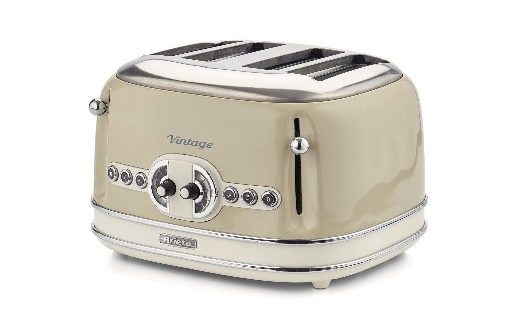 Ariete Toaster »Vintage 4 Schlitze, Beige«, für 4 Scheiben, 1600 W, Lieferung mit passendem CH-Fixadapter
