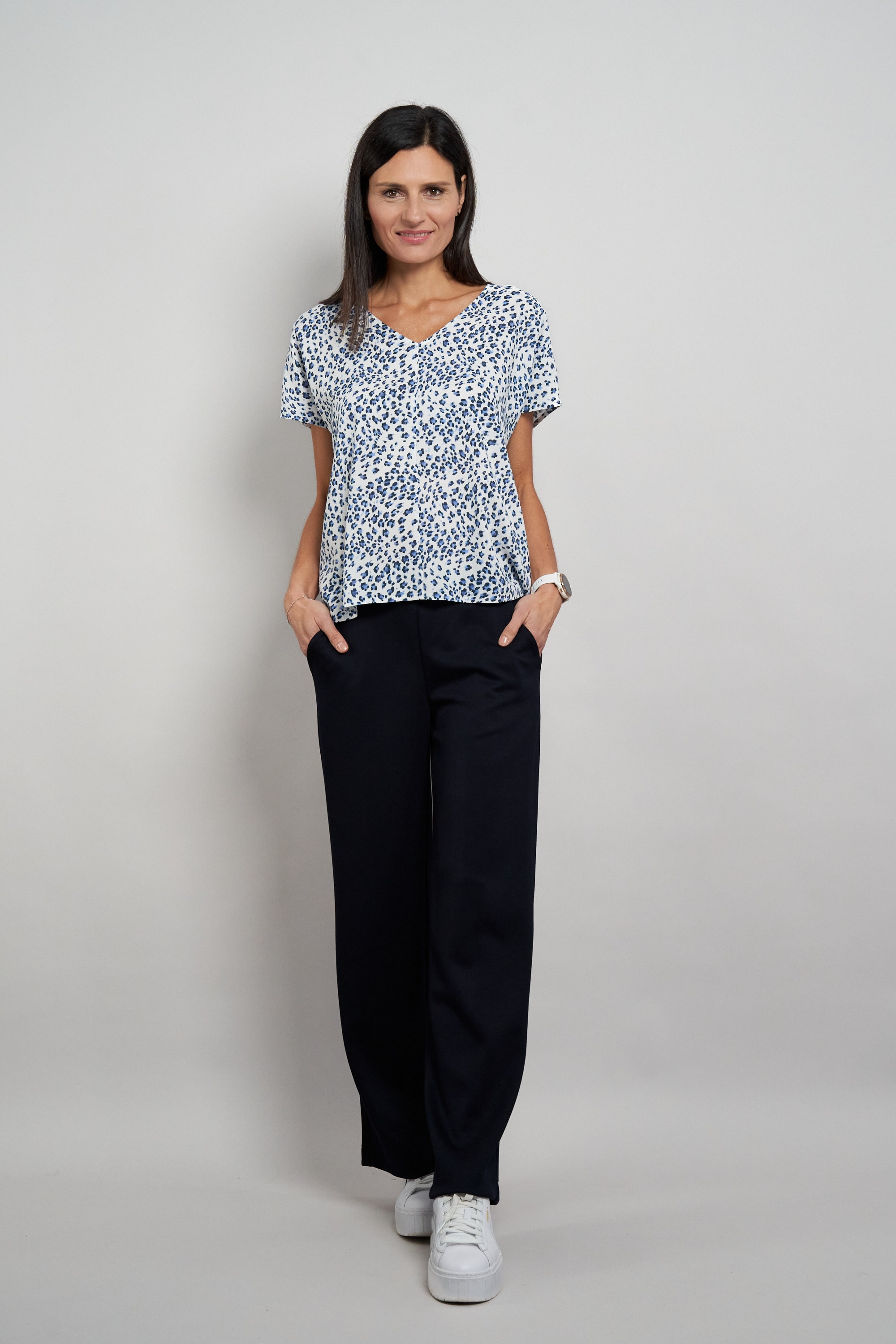 Seidel Moden Kurzarmbluse »Otto exclusiv« mit Minimalprint und V-Ausschnitt - MADE IN GERMANY