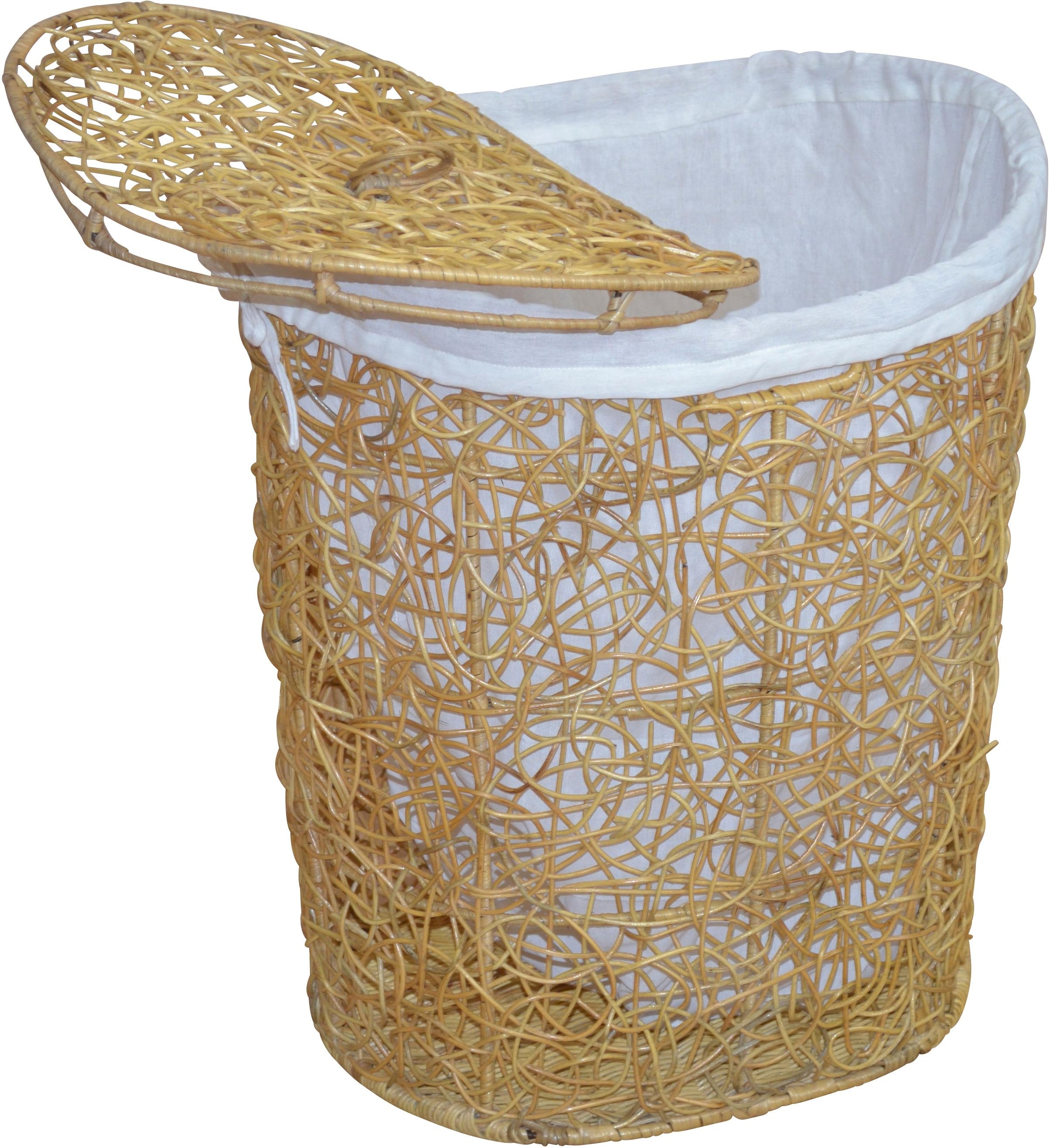 Image of my home Wäschekorb Rattan-Geflecht, mit Stoffeinsatz und Deckel, Höhe 62 cm