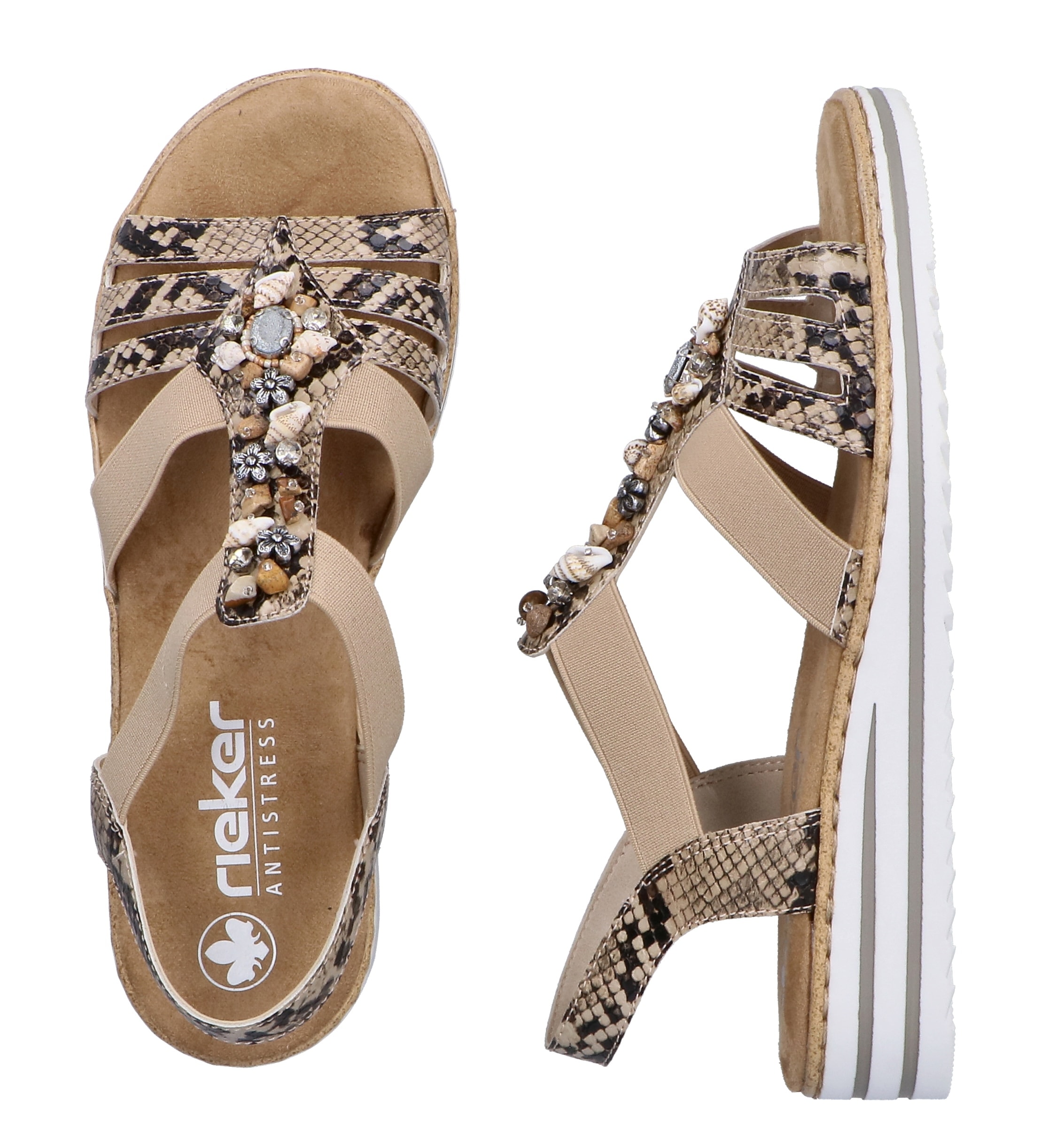Rieker Sandale  chaussure d'été, sandale, talon compensé, avec décoration estivale