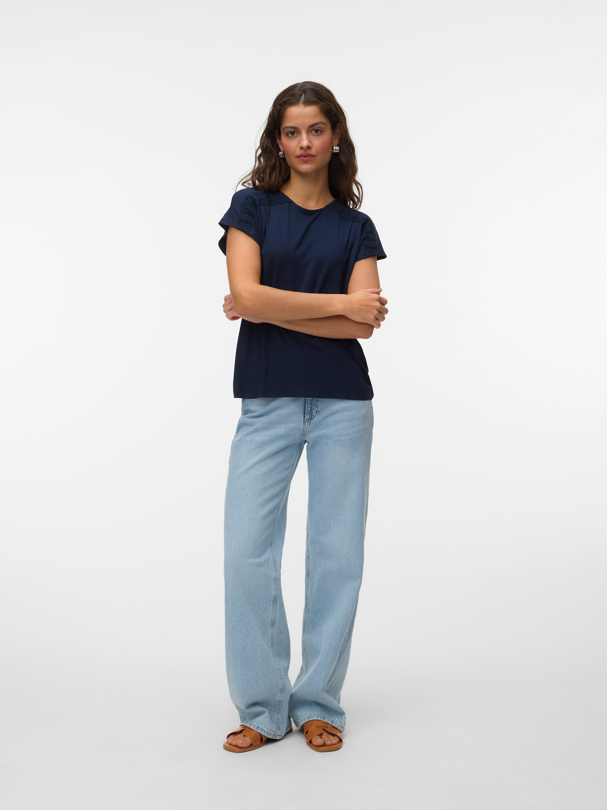 Vero Moda T-shirt à manches courtes »VMGINA SS O-NECK TOP JRS GA« mélange de viscose
