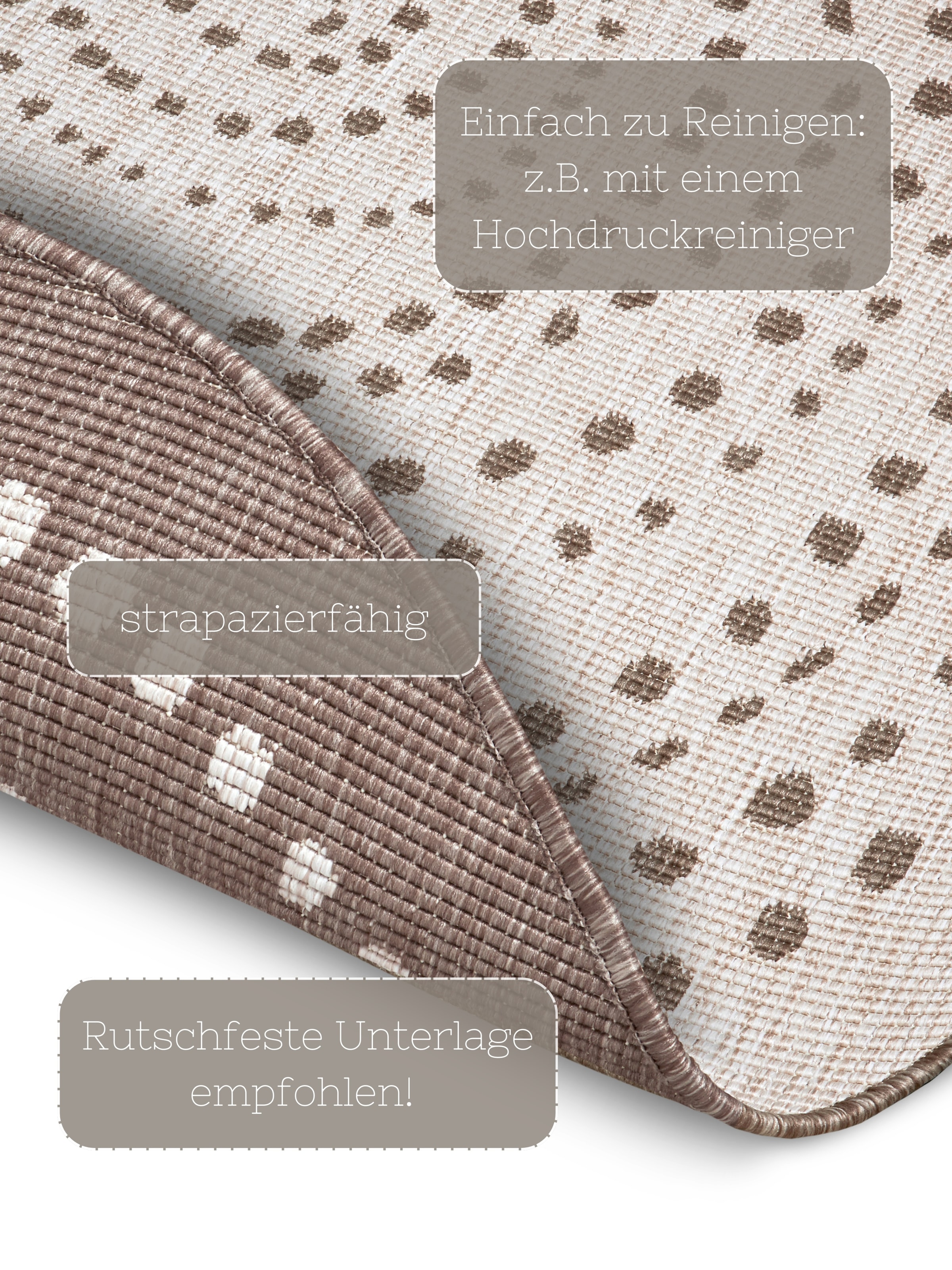 NORTHRUGS Teppich »Bali«, rund, 5 mm Höhe, In-& Outdoor, Wetterfest, Balkon, Garten, Wohnzimmer, Wasserfest