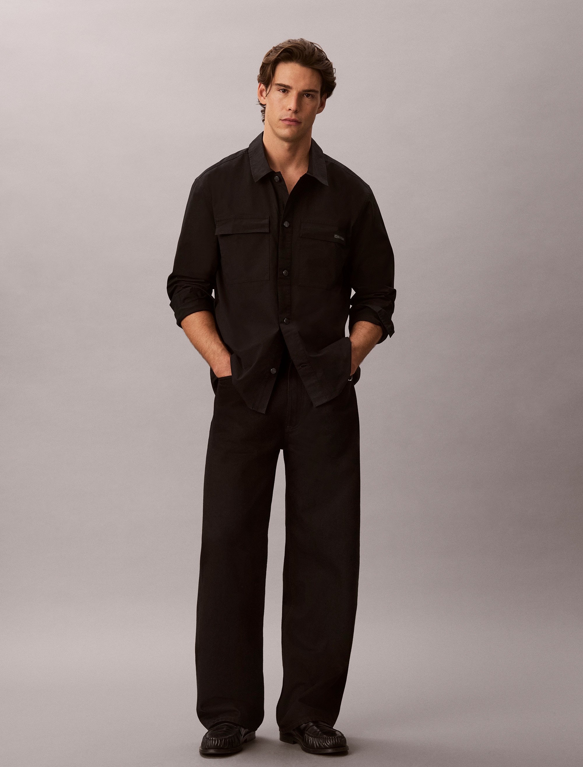 Calvin Klein Jeans Outdoorhemd »Overshirt LS COTTON NYLON UTI« bequeme Passform, Hemdkragen, Markenlabel