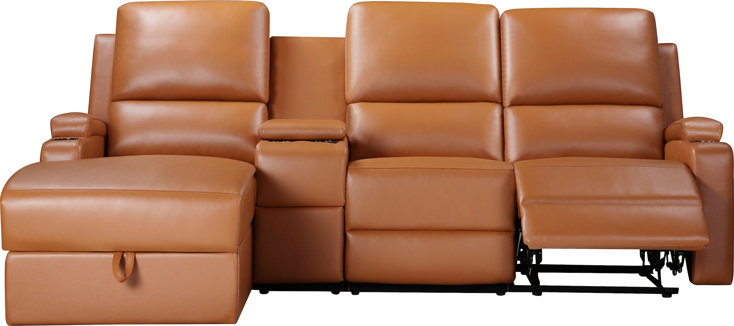 Home affaire Ecksofa »NAPORI Multimediasofa, 3er Kinosessel XXL, L-Form, 3 Bezugsstoffe«, Kinosofa mit Relaxfunktion, Getränkehalter, Staufach und Staukasten