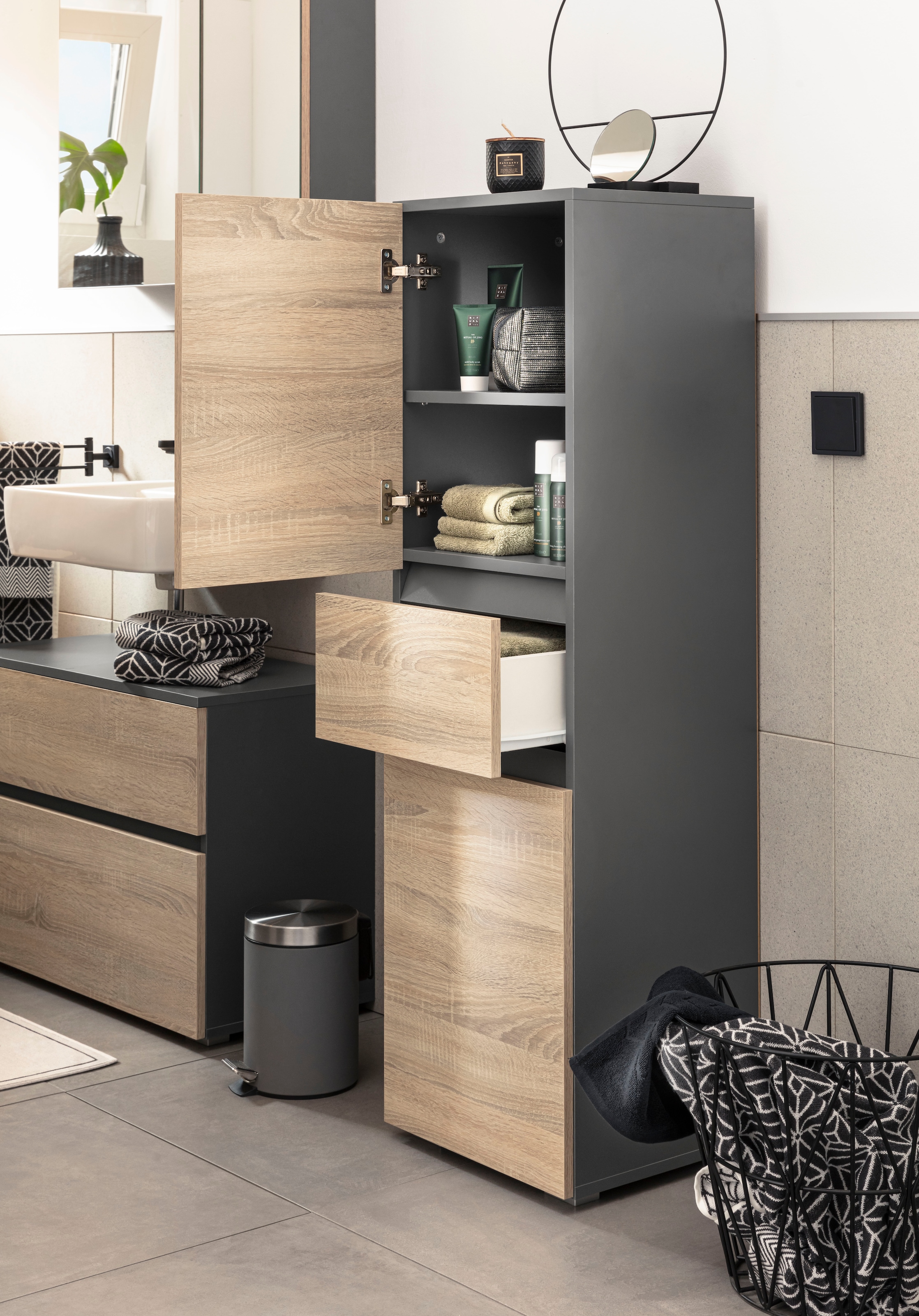 Home affaire Midischrank »Wisla«, Höhe 130 cm, mit Türen & Schubkasten