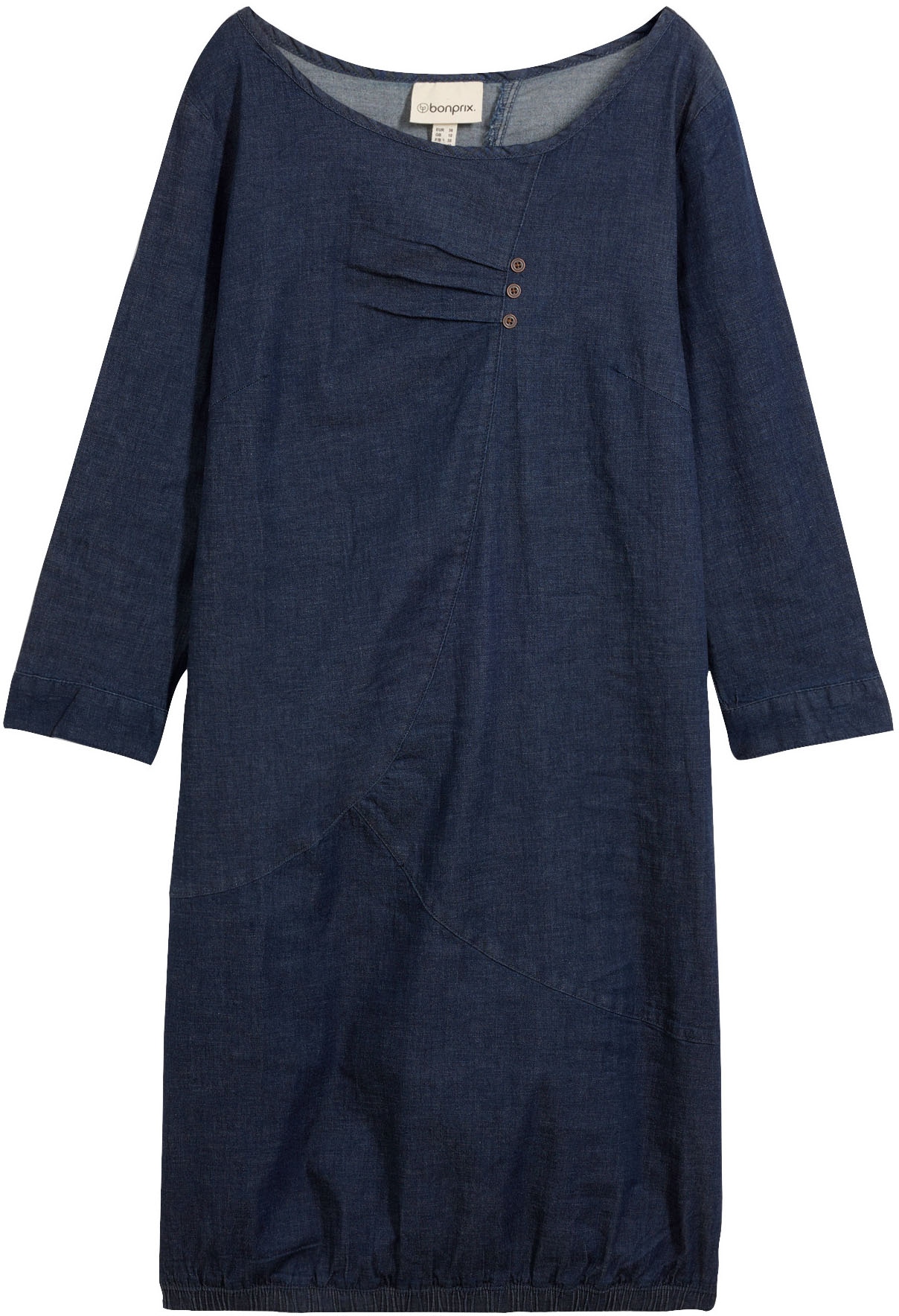 bonprix Robe en jean 1 tlg. für Frühling und Sommer, aus Baumwolle mit Elasthan, mit 3/4-Ärmeln