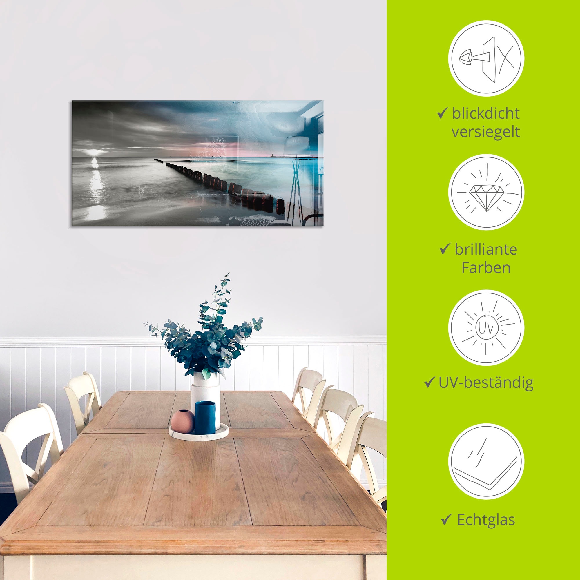 Artland Glasbild »Ostsee mit schönem Sonnenaufgang«, Gewässer, (1 St.), in verschiedenen Grössen