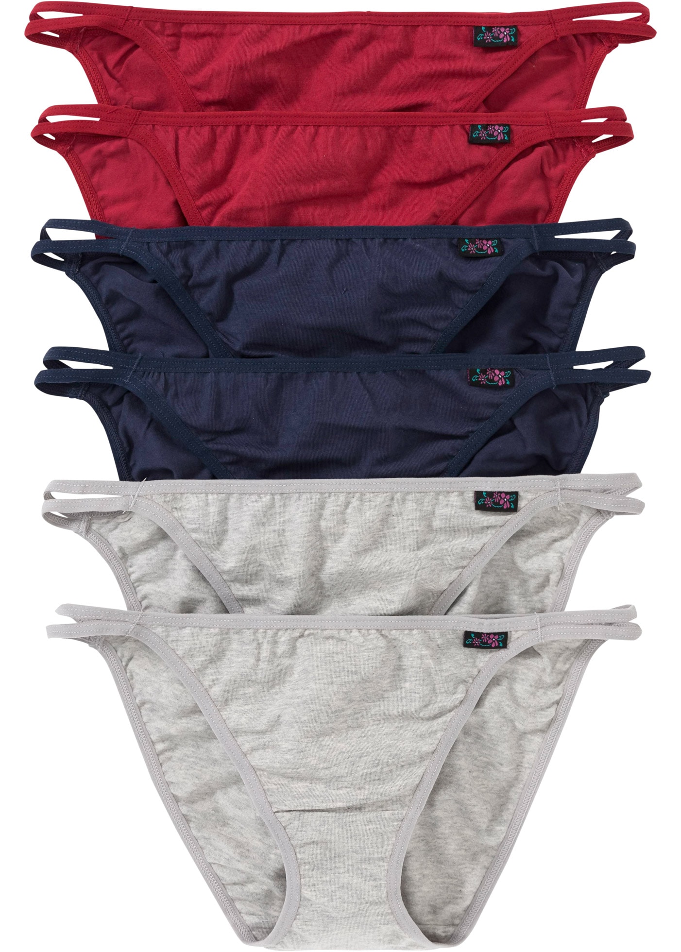bonprix Tangaslip »Tanga Slip (6er Pack)« Packung, 6 Stk. mit doppelten Seitenbändern, bequeme Passform, im 6er-Pack