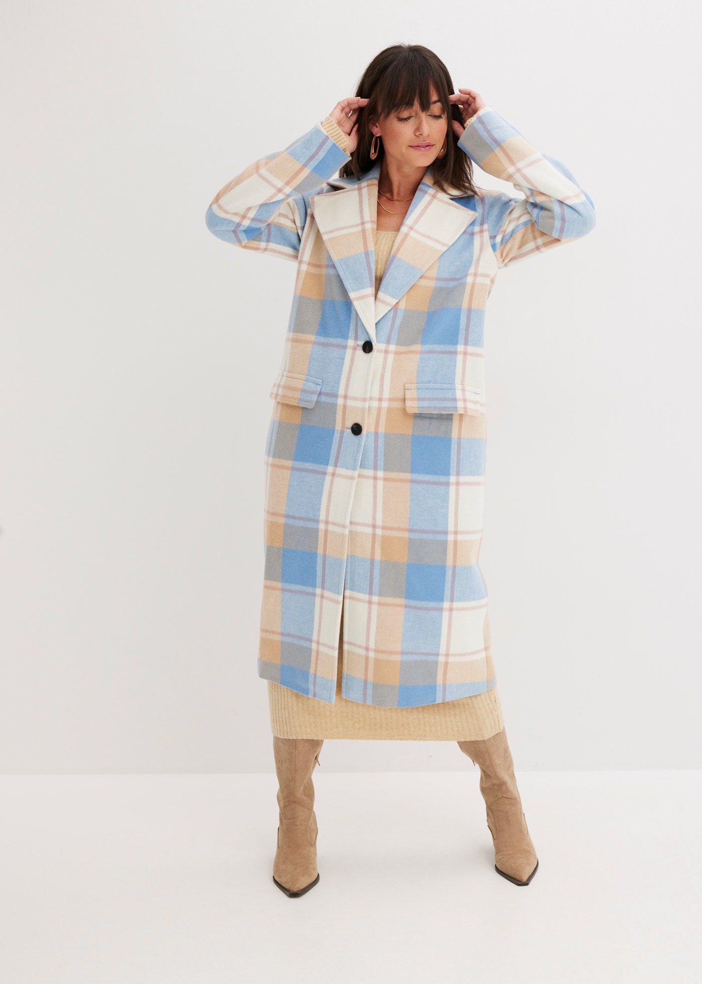 bonprix Manteau long »Oversize-Mantel n Wolloptik« Oversize-Passform, mit Reverskragen, mit Pattentaschen