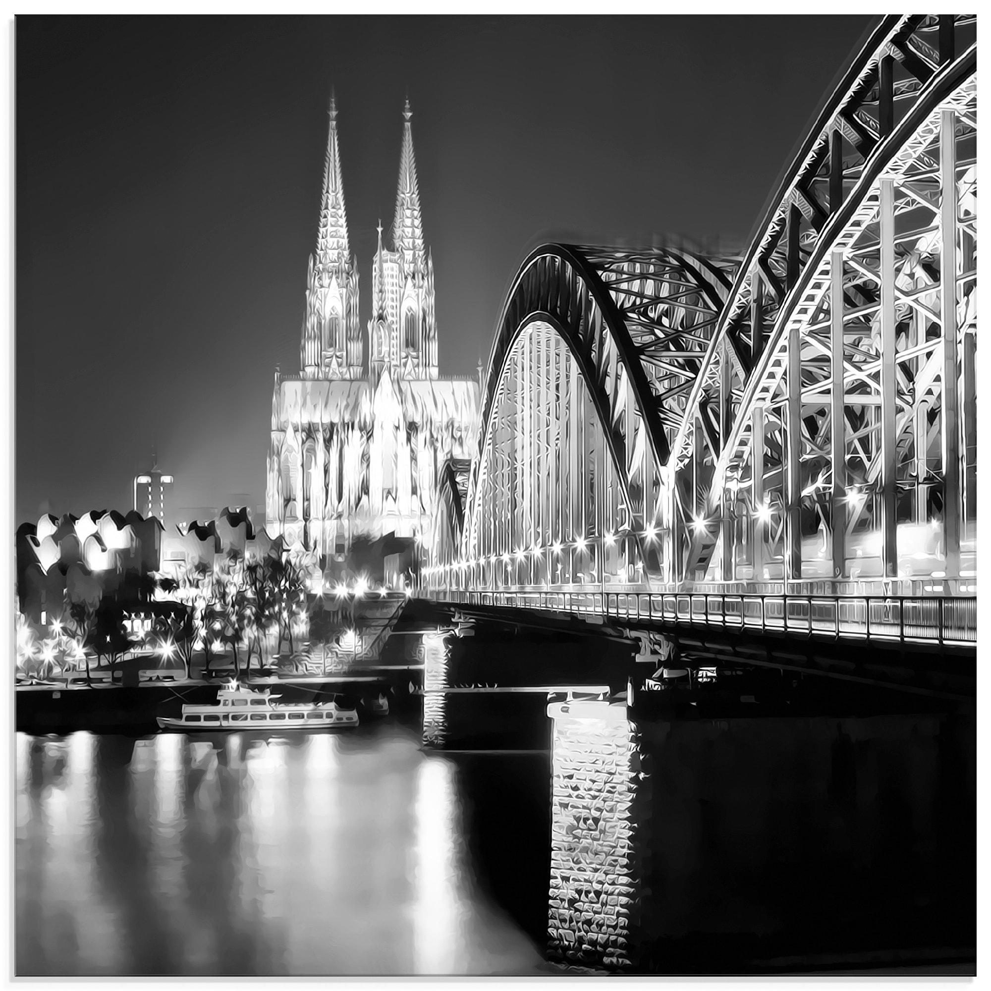 Image of Artland Glasbild "Köln Skyline Abstrakte Collage 19" Brücken 1 Stk. tlg. in verschiedenen Grössen