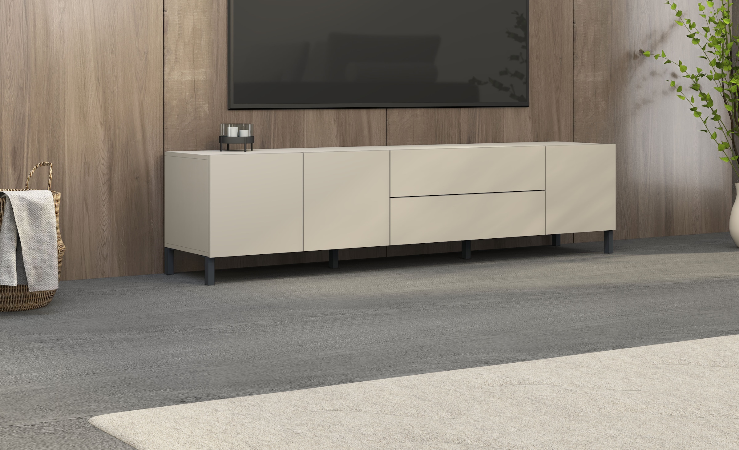 borchardt Möbel Lowboard »Sophia, Tv-Schrank Breite 190 cm« Metallfüsse, grifflose Optik
