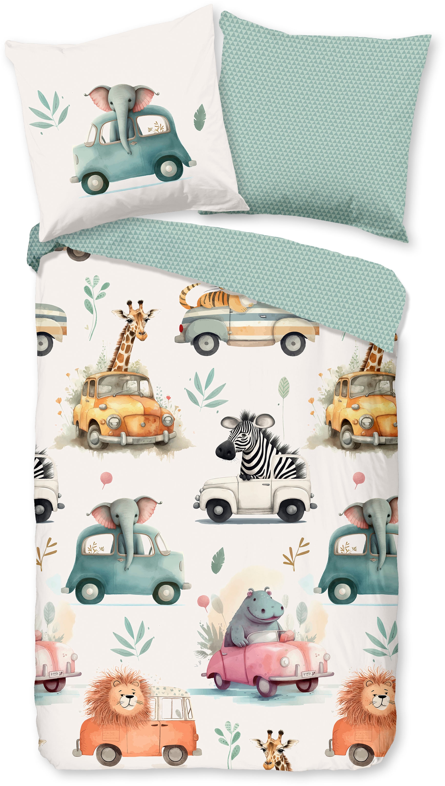 good morning Kinderbettwäsche »Gogo«, Baumwolle, 135x200, Reissverschluss, Wendeoptik, Kind, Junge, Fahrzeuge
