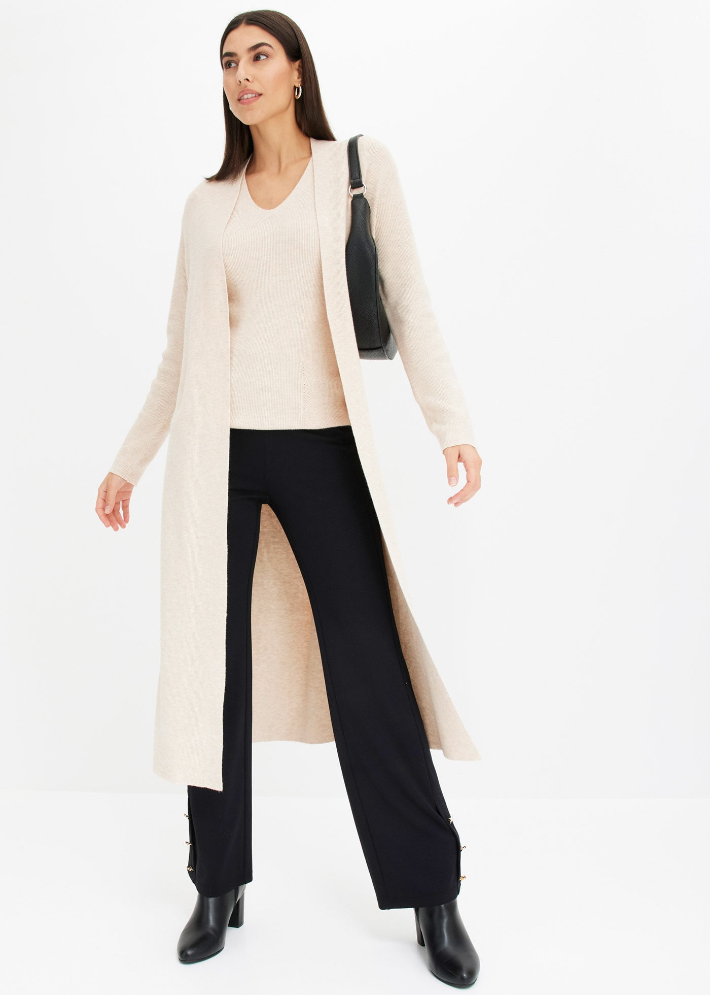 bonprix Cardigan long 1 Oversize-Passform, eleganter Stil, ohne Verschluss