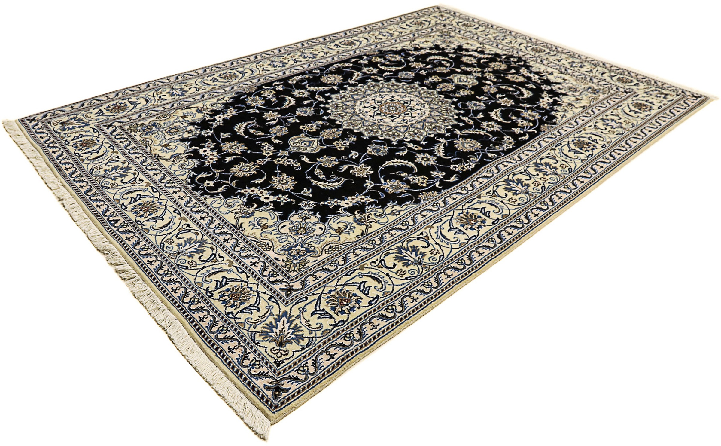 Image of morgenland Orientteppich »Perser - Nain - 296 x 197 cm - dunkelblau«, rechteckig, 12 mm Höhe, Wohnzimmer, Handgeknüpft, Einzelstück mit Zertifikat bei Ackermann Versand Schweiz