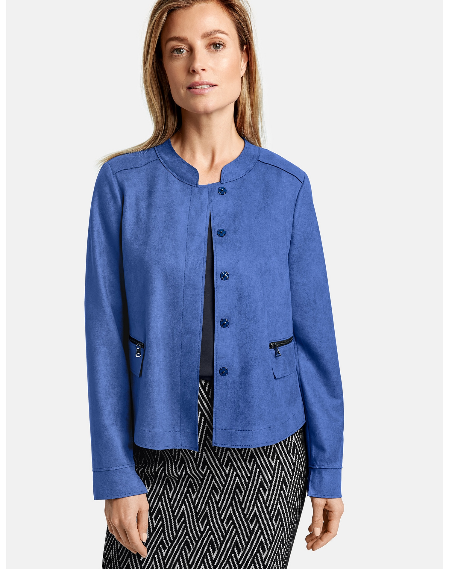 Blazer Langarm gefüttert »Blazer mit Velourstouch«