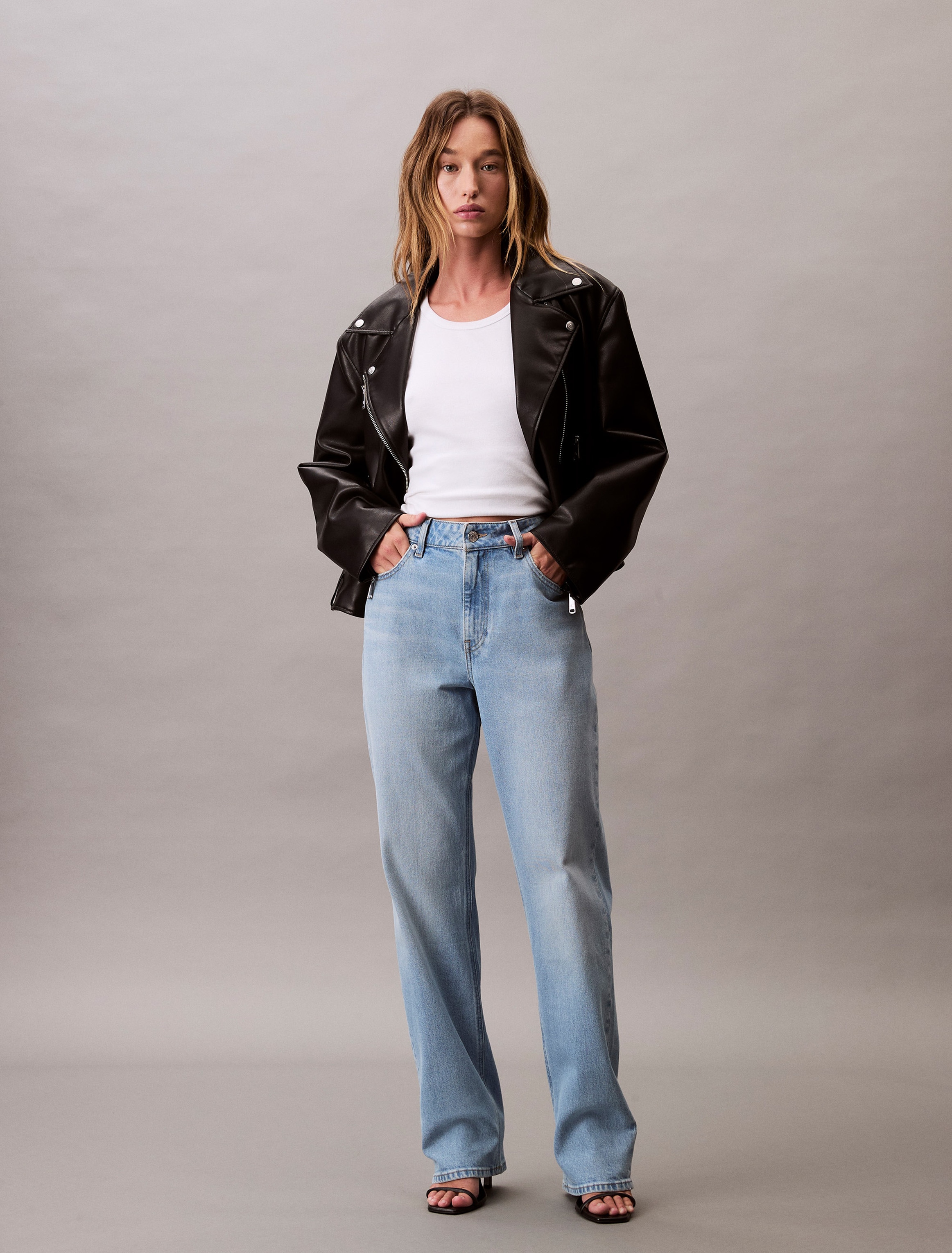 Image of Calvin Klein Jeans Skinny-fit-Jeans "HIGH RISE STRAIGHT LT CAPE" Mit Gürtelschlaufen