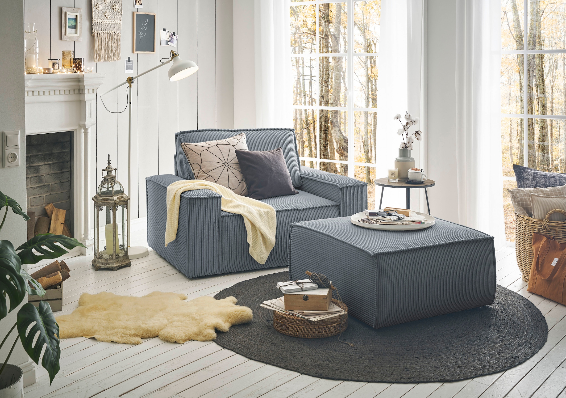 GOODproduct Fauteuil »SHERWOOD« Loveseat und Hocker im Set, passend zur Polster-Serie SHERWOOD