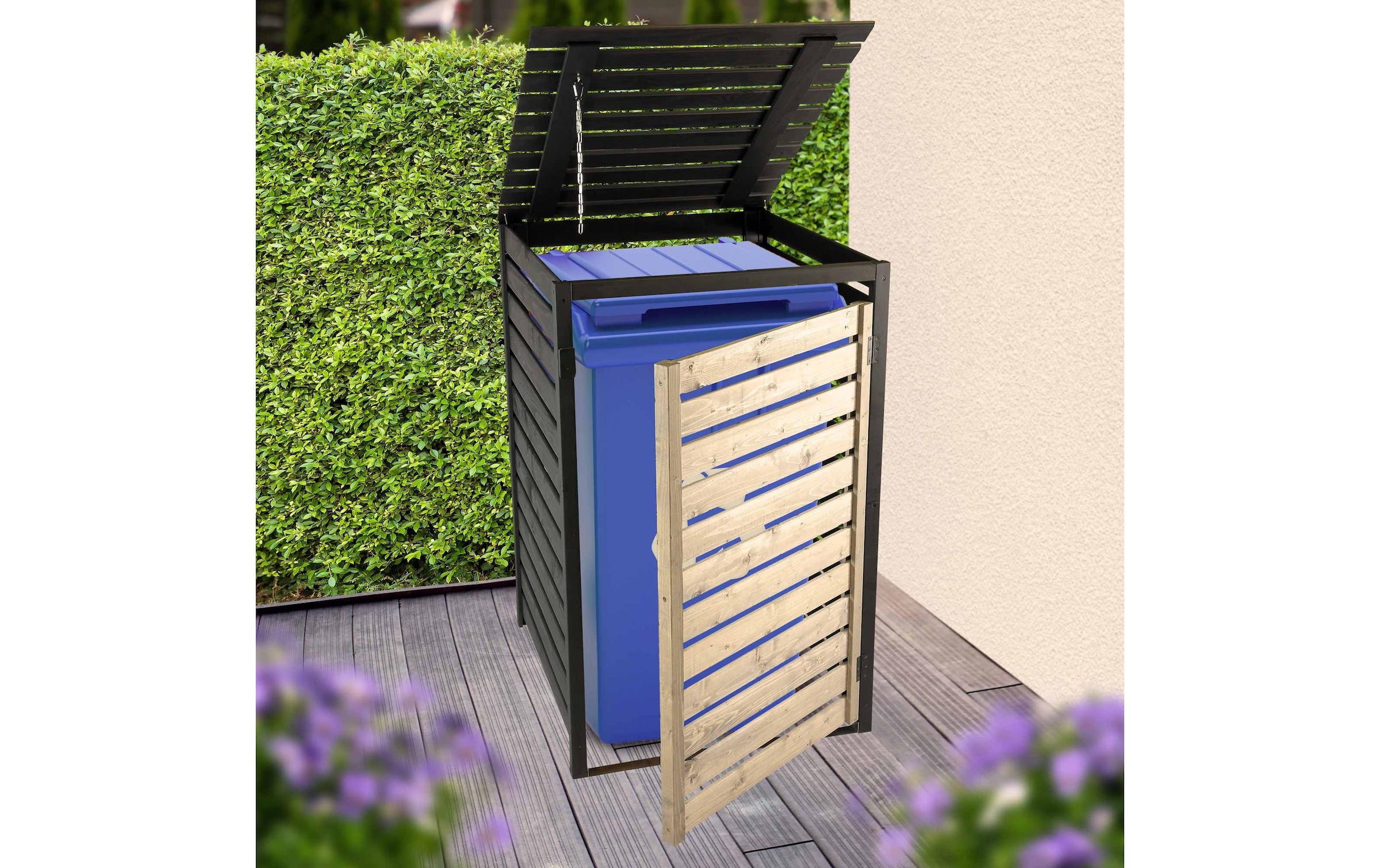 dobar Coffre à poubelles »240 L« Bausatz aus Fichtenholz für Mülltonnen
