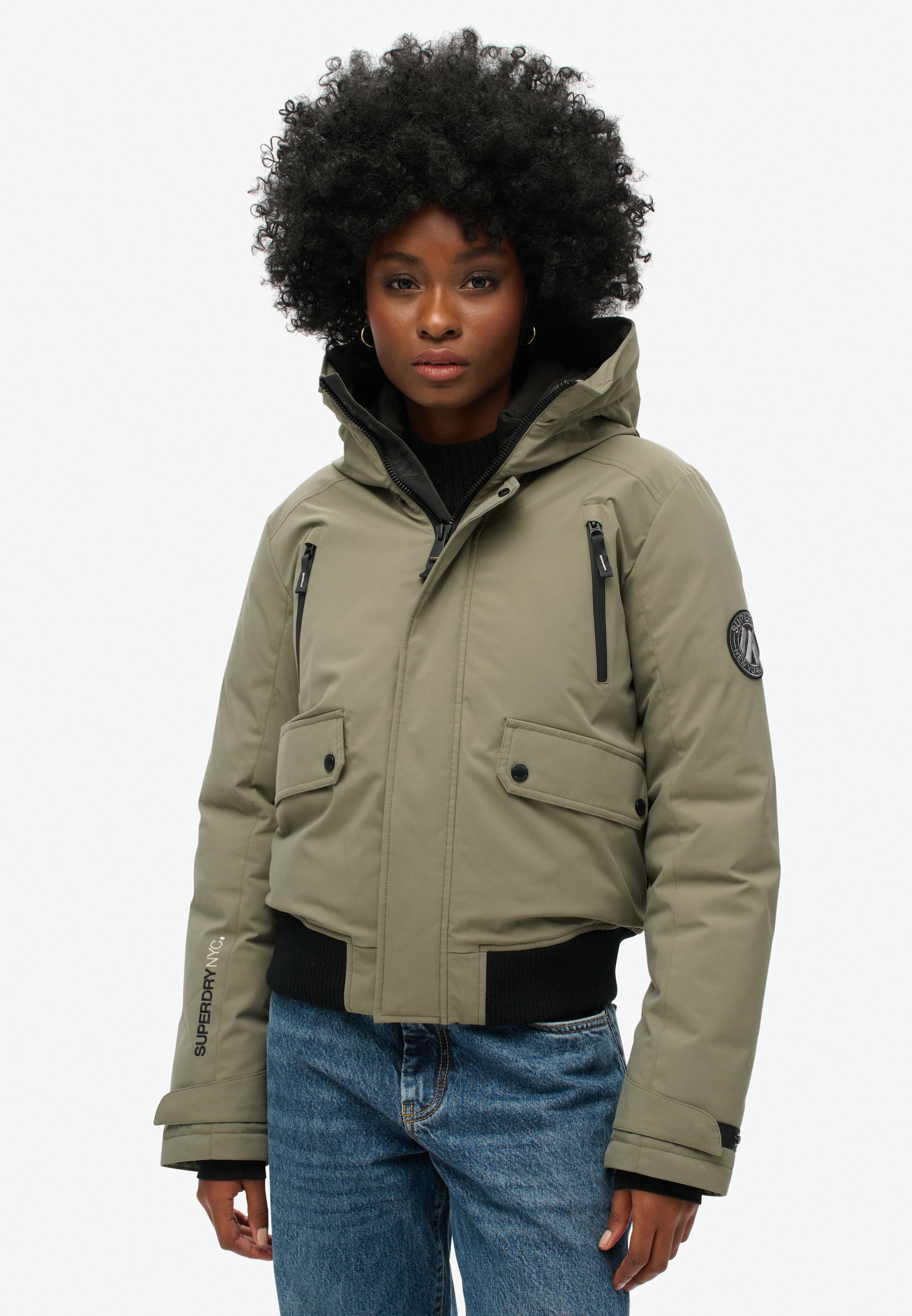 Image of Superdry Bomberjacke "CITY PADDED BOMBER JACKET" ohne Kapuze Materialmix, regular fit