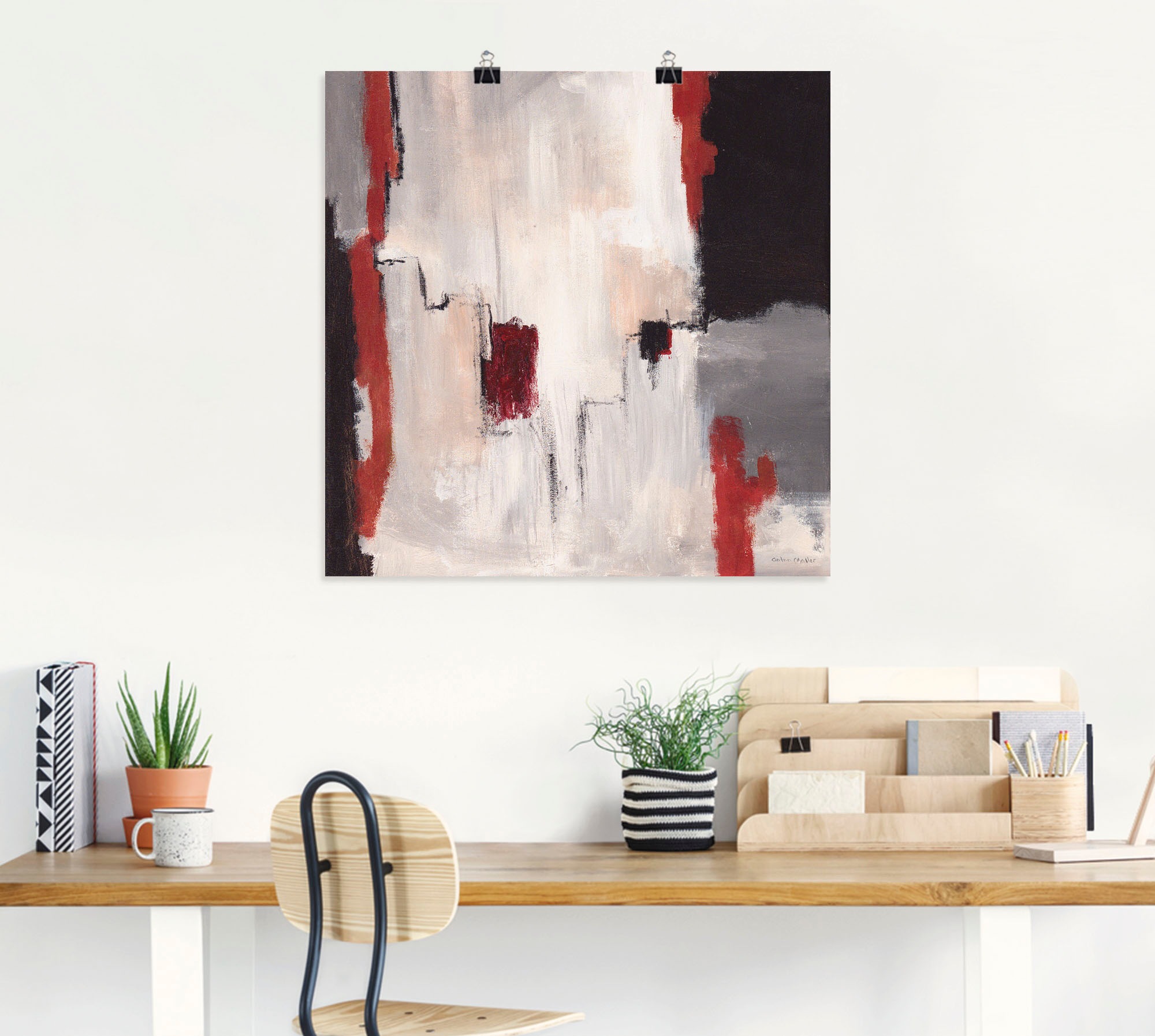 Artland Wandbild »Rot an Grau I - Abstrakt«, Gegenstandslos, (1 St.), als Alubild, Outdoorbild, Leinwandbild, Poster in verschied. Grössen