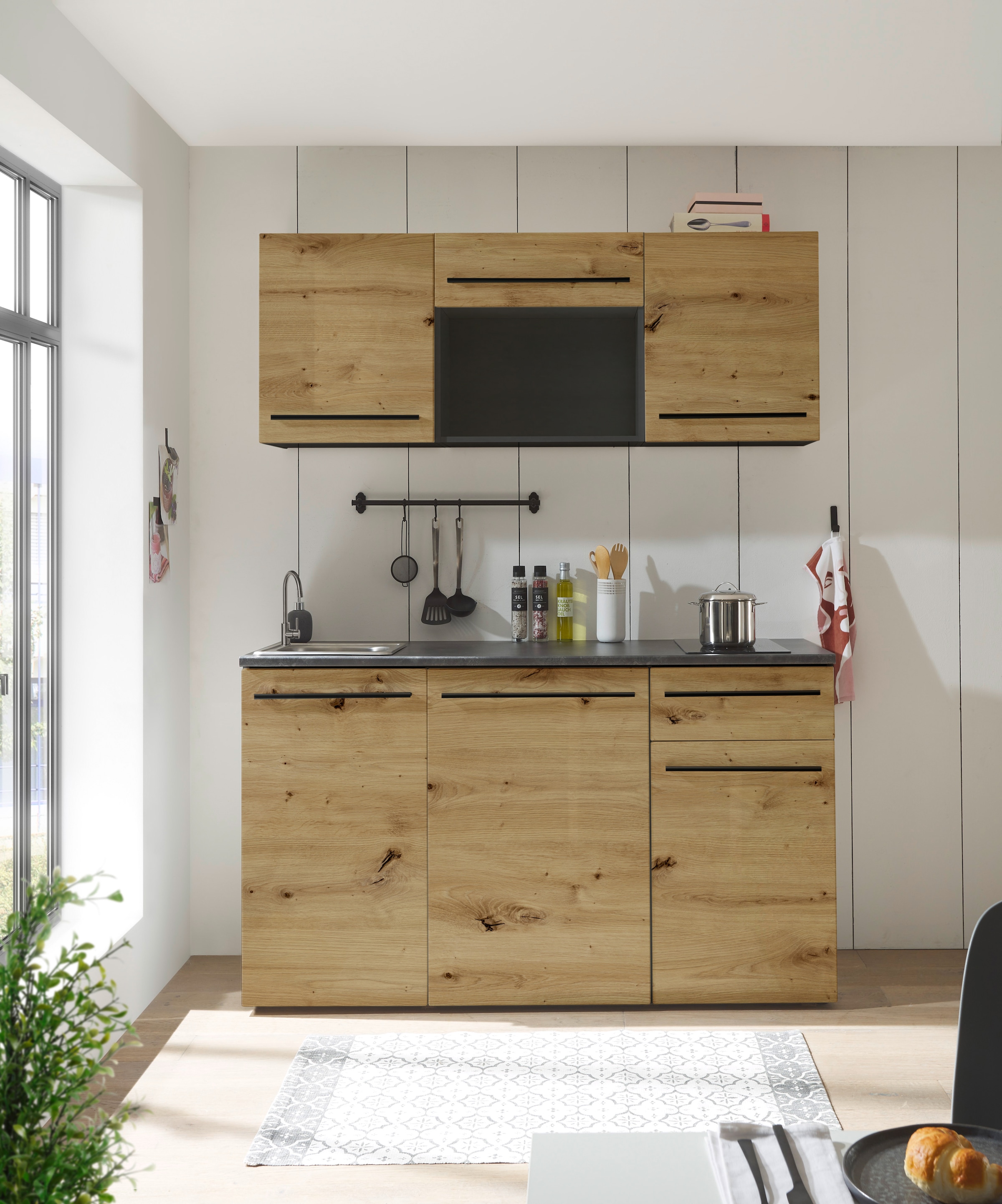 BASIC by Balculina Kitchenette »Jazz Singleküche« largeur 160 cm, avec appareils électriques et micro-ondes en option