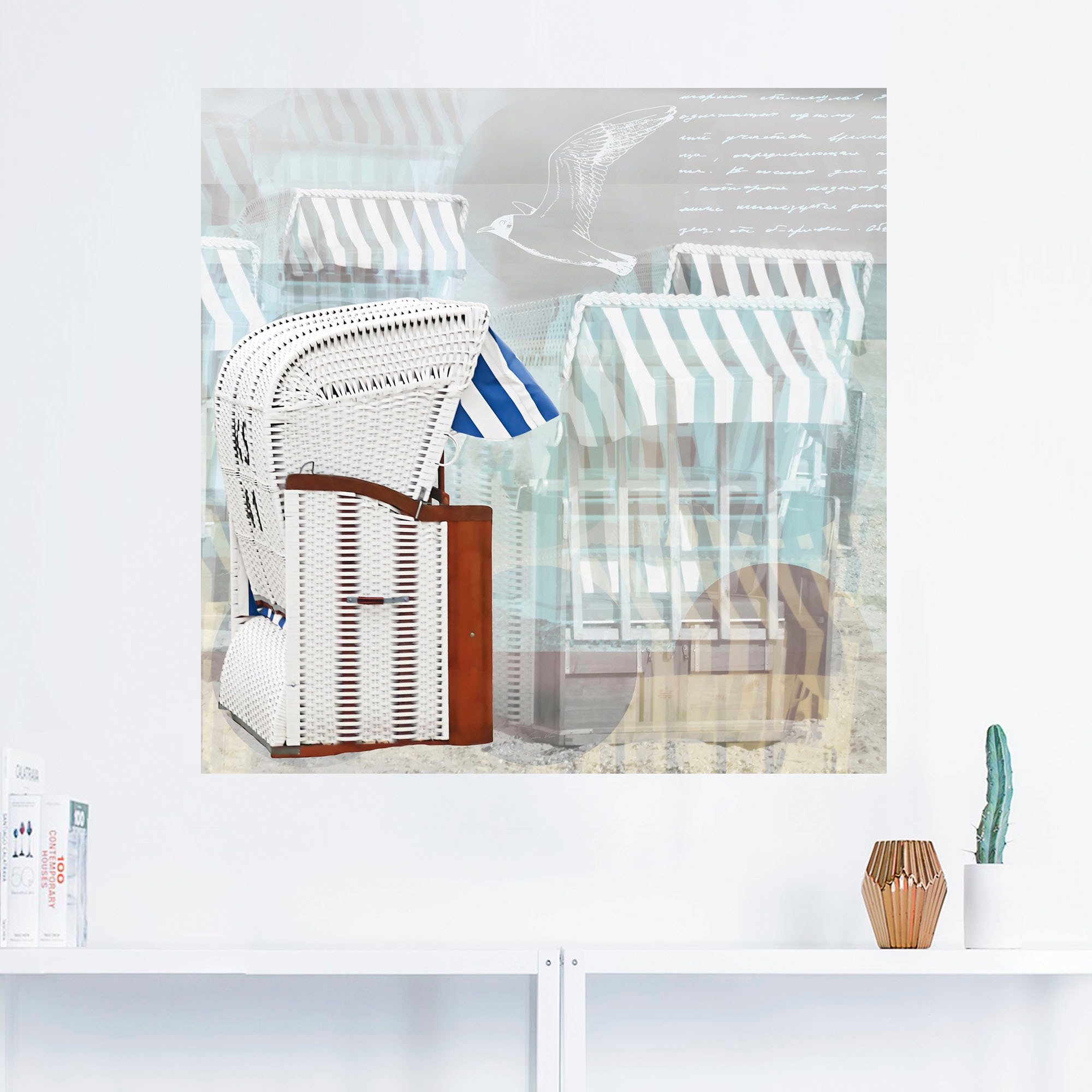 Artland Wandbild »Strandkorb Hintergrund Effekt«, Strandbilder, (1 St.), als Leinwandbild, Wandaufkleber in verschied. Grössen