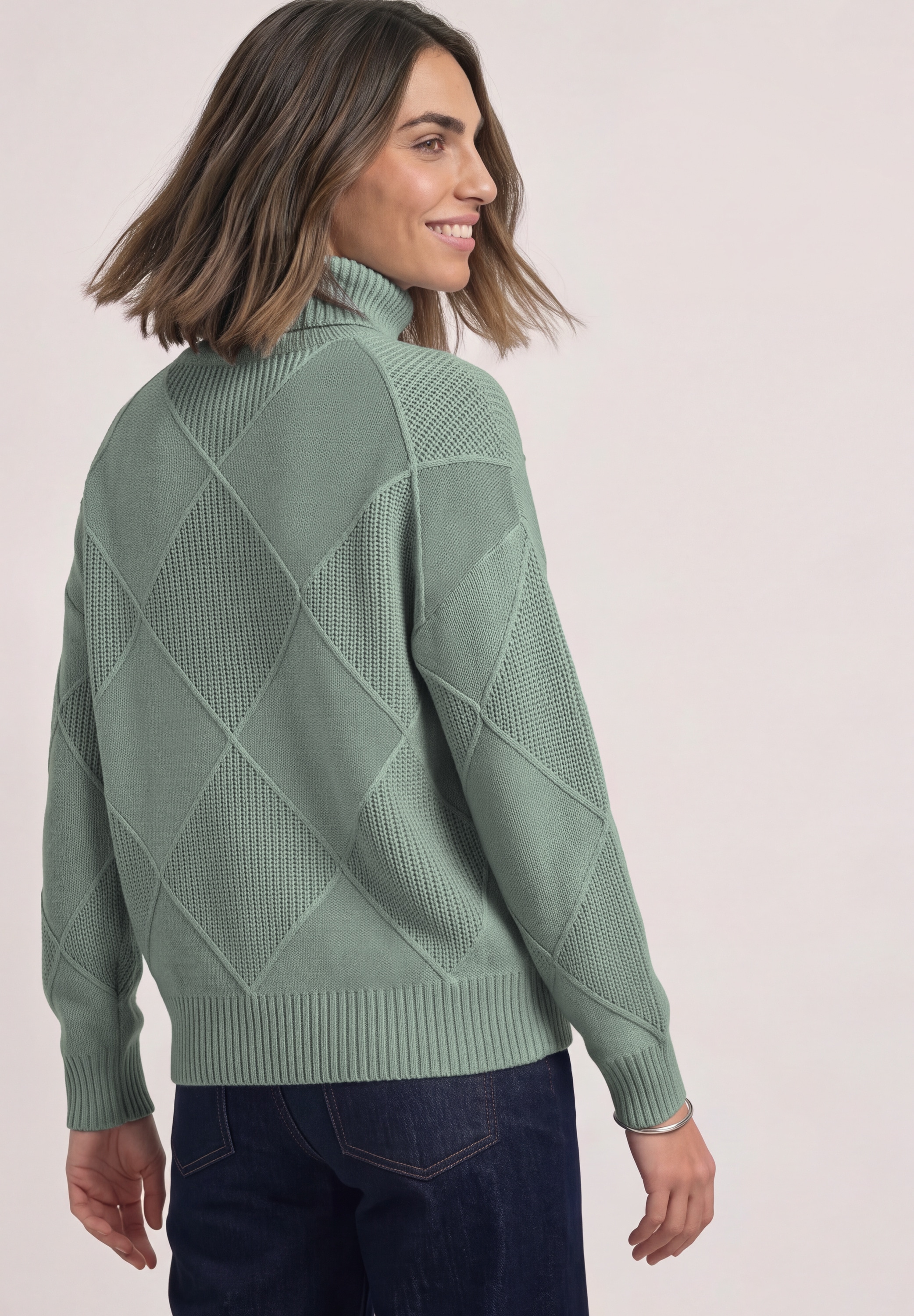 STREET ONE Rollkragenpullover Viskosemix, Strukturmuster