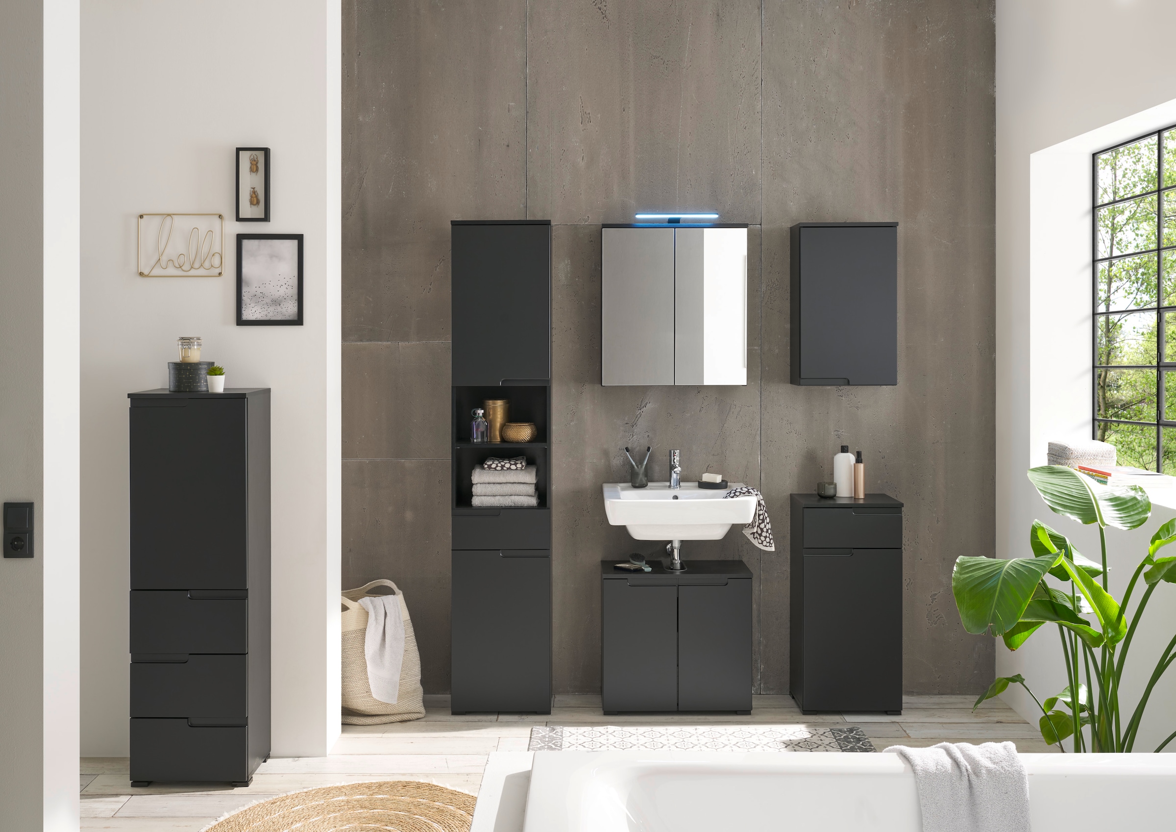 BASIC by Balculina Armoire haute »Spice, Badezimmerschrank BxTxH 40x191x32 cm« 1 cuis tlg. largeur 40 cm, poignées creuses