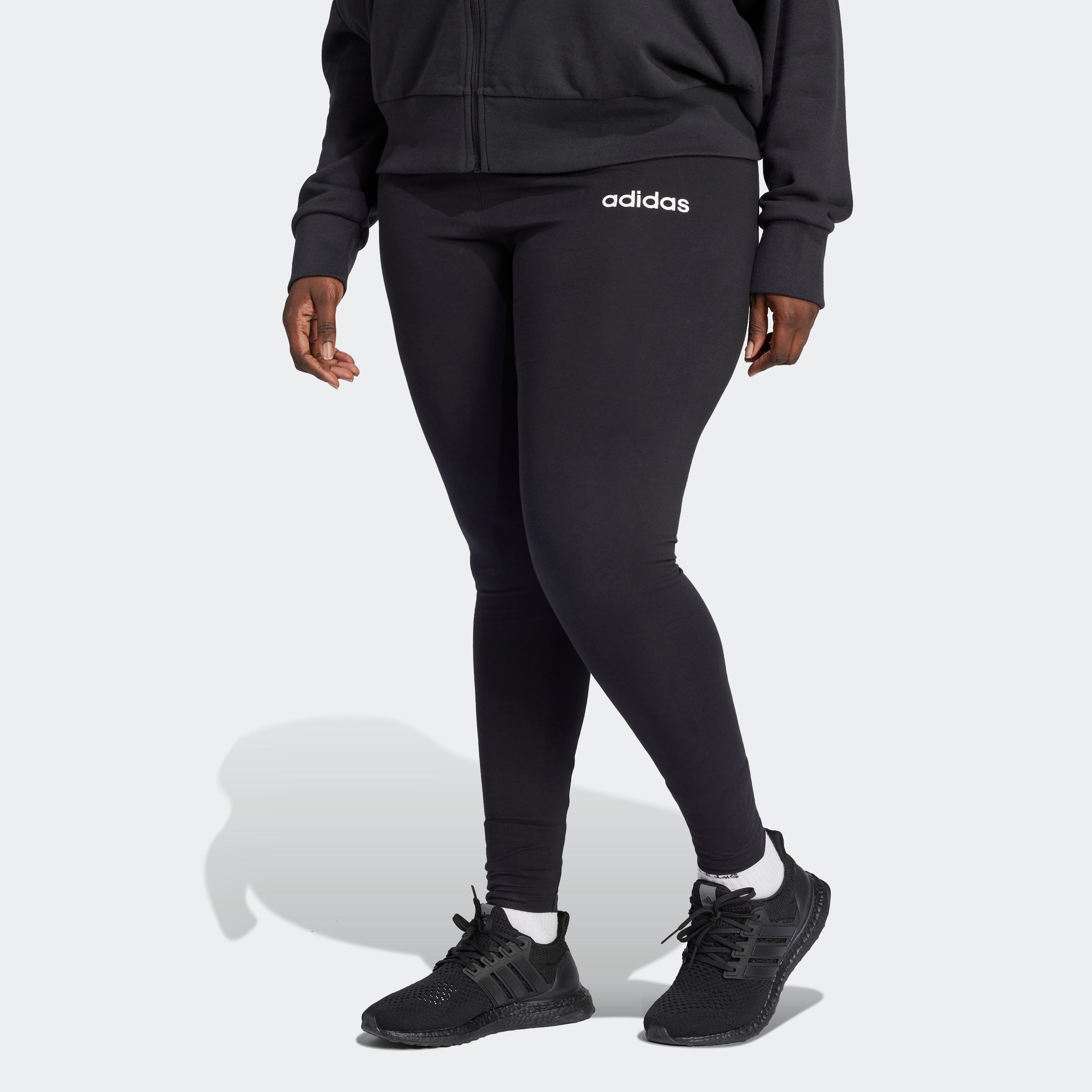 Image of adidas Sportswear Trainingstights "ESSENTIALS LINEAR COTTON LEGGINGS – GROSSE GRÖSSEN" sportlicher Stil, aus Baumwolle mit Stretchanteil, hoher Bund