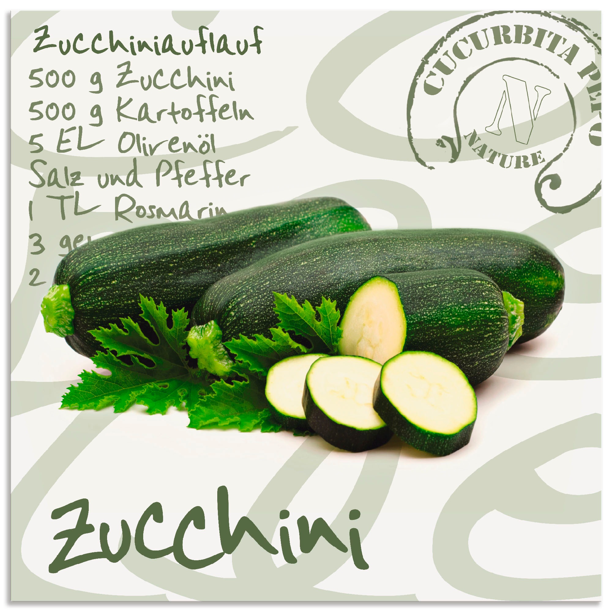 Image of Artland Wandbild »Angeschnittene Zucchini«, Lebensmittel, (1 St.), in vielen Grössen & Produktarten - Alubild / Outdoorbild für den Aussenbereich, Leinwandbild, Poster, Wandaufkleber / Wandtattoo auch für Badezimmer geeignet bei Ackermann Versand Schweiz
