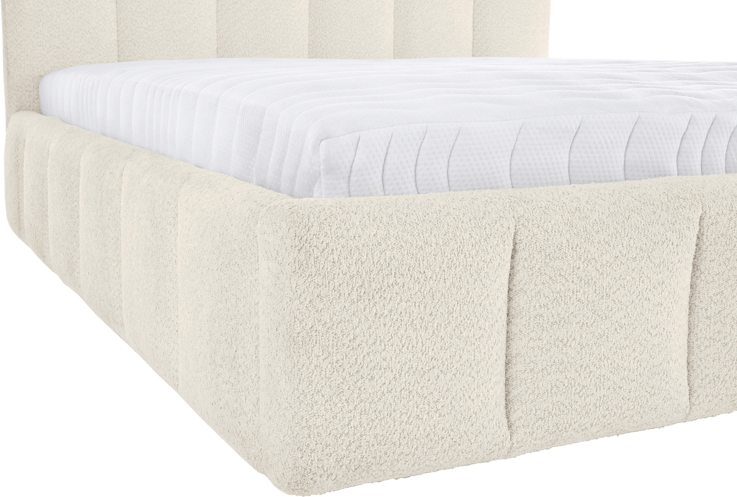 homsy by Ana Johnson Lit rembourré »Somny wahlweise mit Bettkasten, erhältlich in verschiedenen Breiten« luxurious gepolstertes Kopfteil und Rahmen, Bezug mit Bouclécharakter