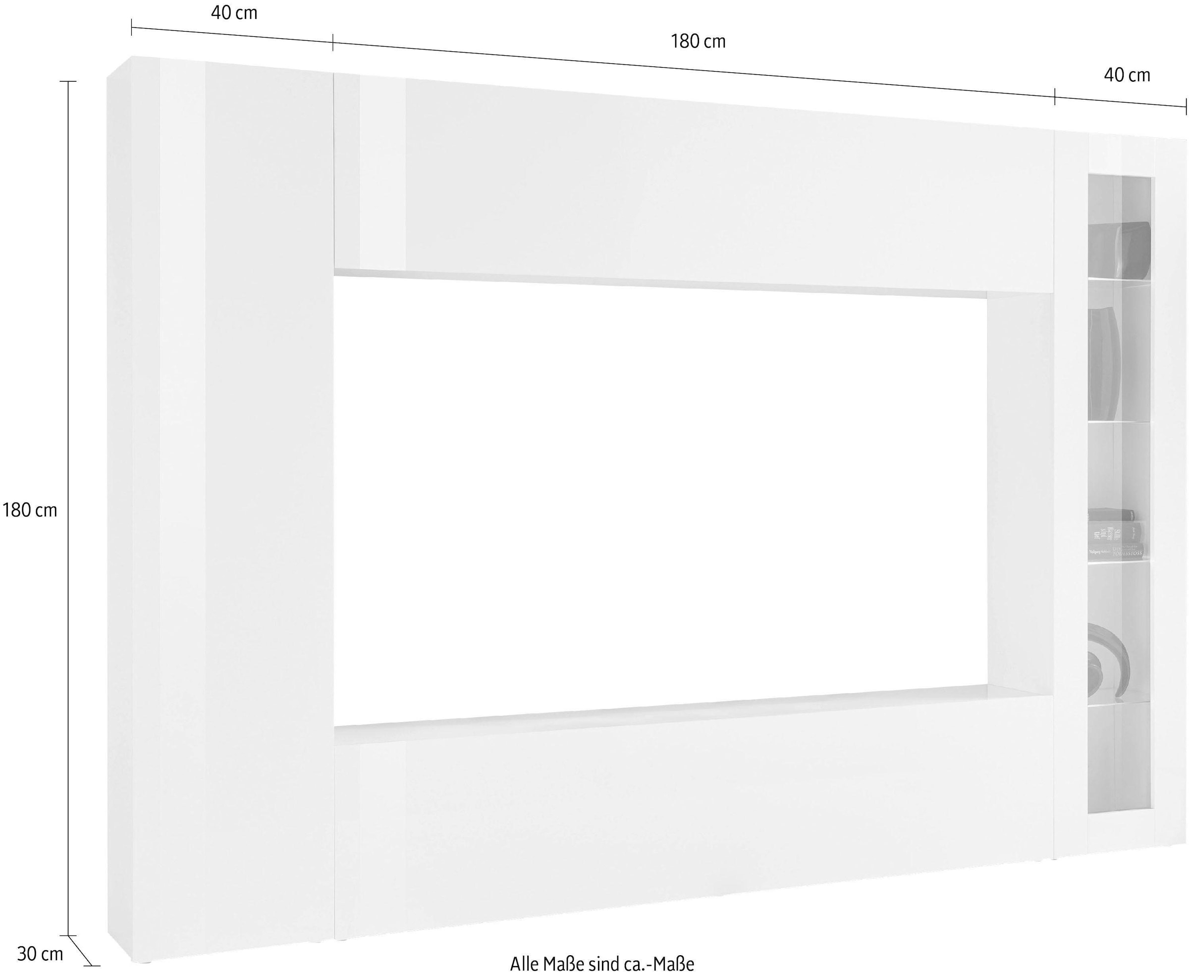 INOSIGN Wohnwand »Maruska«, (Set, 4 St.), Front/ Korpus weiss Hochglanz