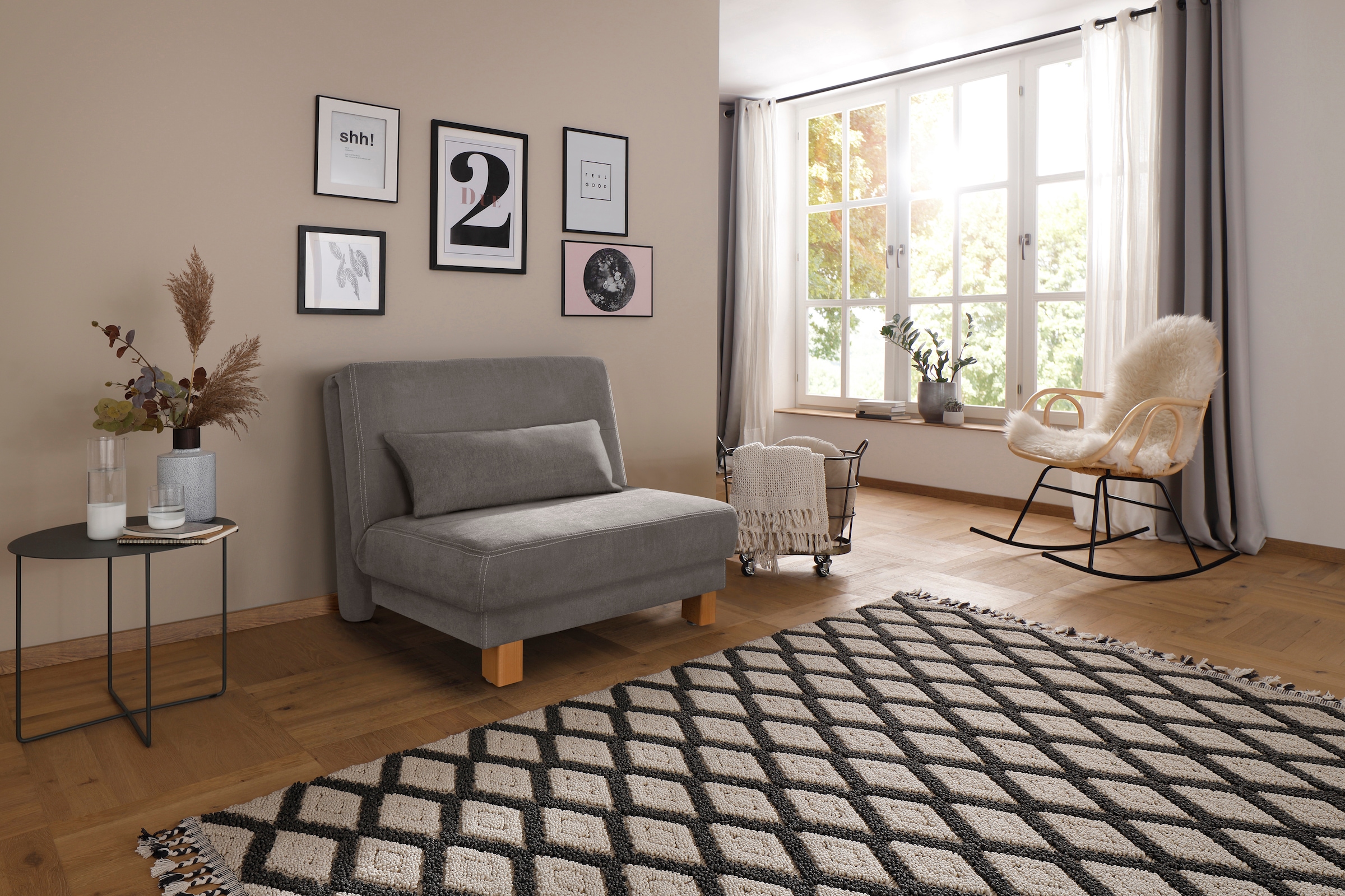 Home affaire Schlafsofa »Gina« vom Sofa zum Bett mit einem Handgriff, in 4 Breiten, Nierenkissen