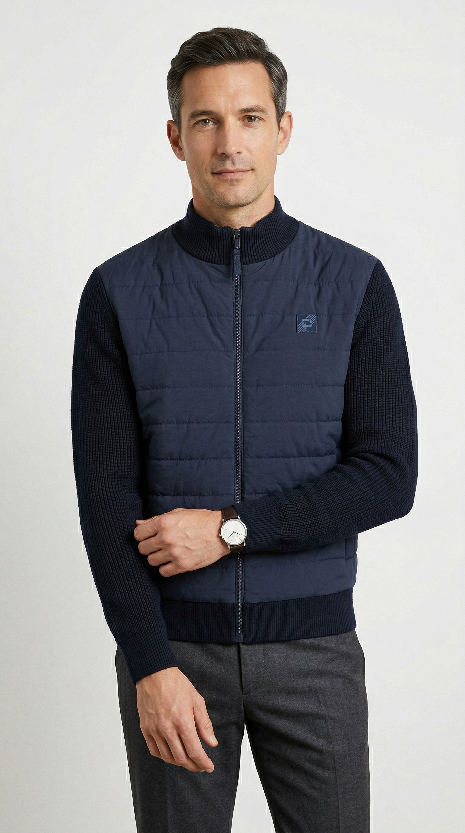 Image of OLYMP Hybridjacke mit gesteppten Einsätzen, Modern fit, Stehkragen