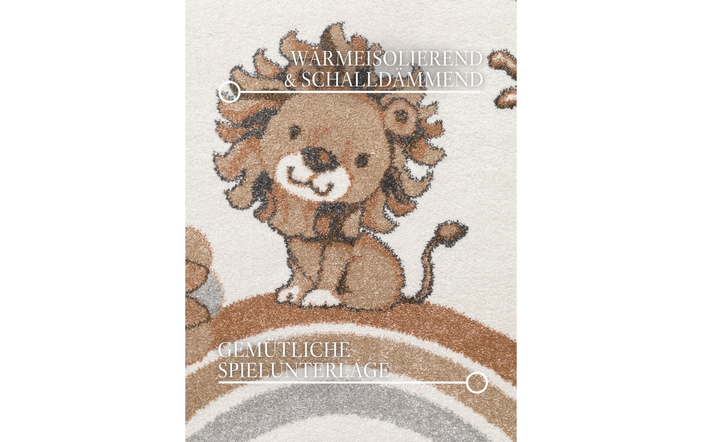 Villeroy & Boch Kinderteppich »Roar like a Lion Teppich« rund 9 mm Höhe Spielteppich weich, Kinderzimmer, Boho Kids Spielunterlage, Tieremotiv