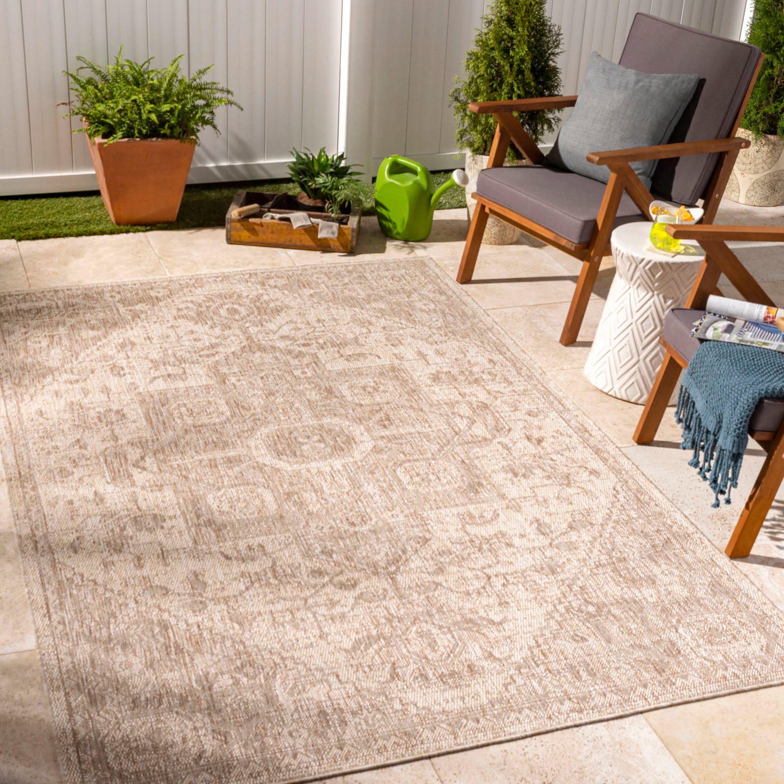 Surya Teppich »LEMARK«, rechteckig, Teppich In- /Outdoor Boho Jute-Optik, Balkon, Terrasse, Garten, Beige