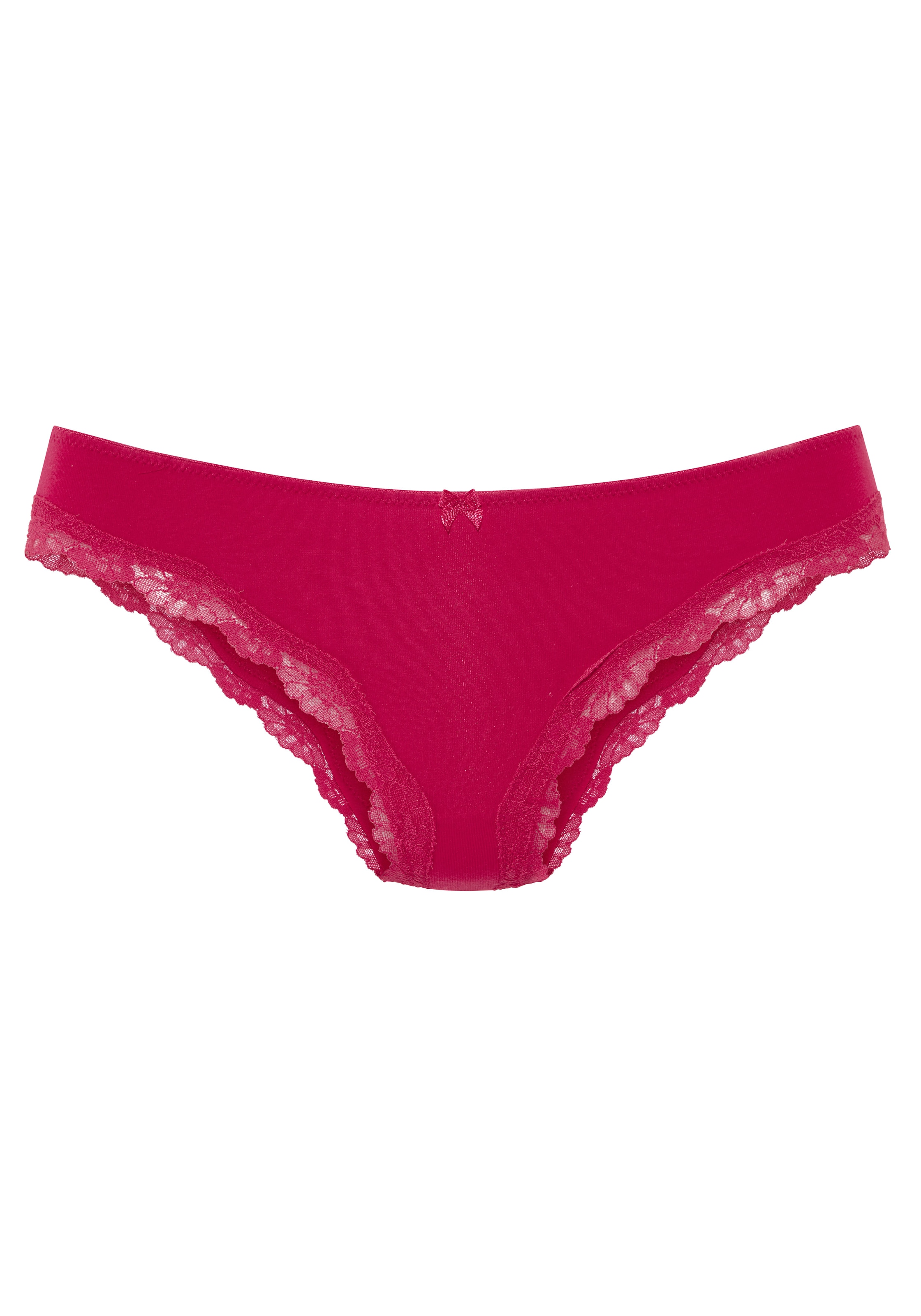 LASCANA Slip brésilien 3er-Pack,  aus elastischer Baumwolle mit zarter Spitze