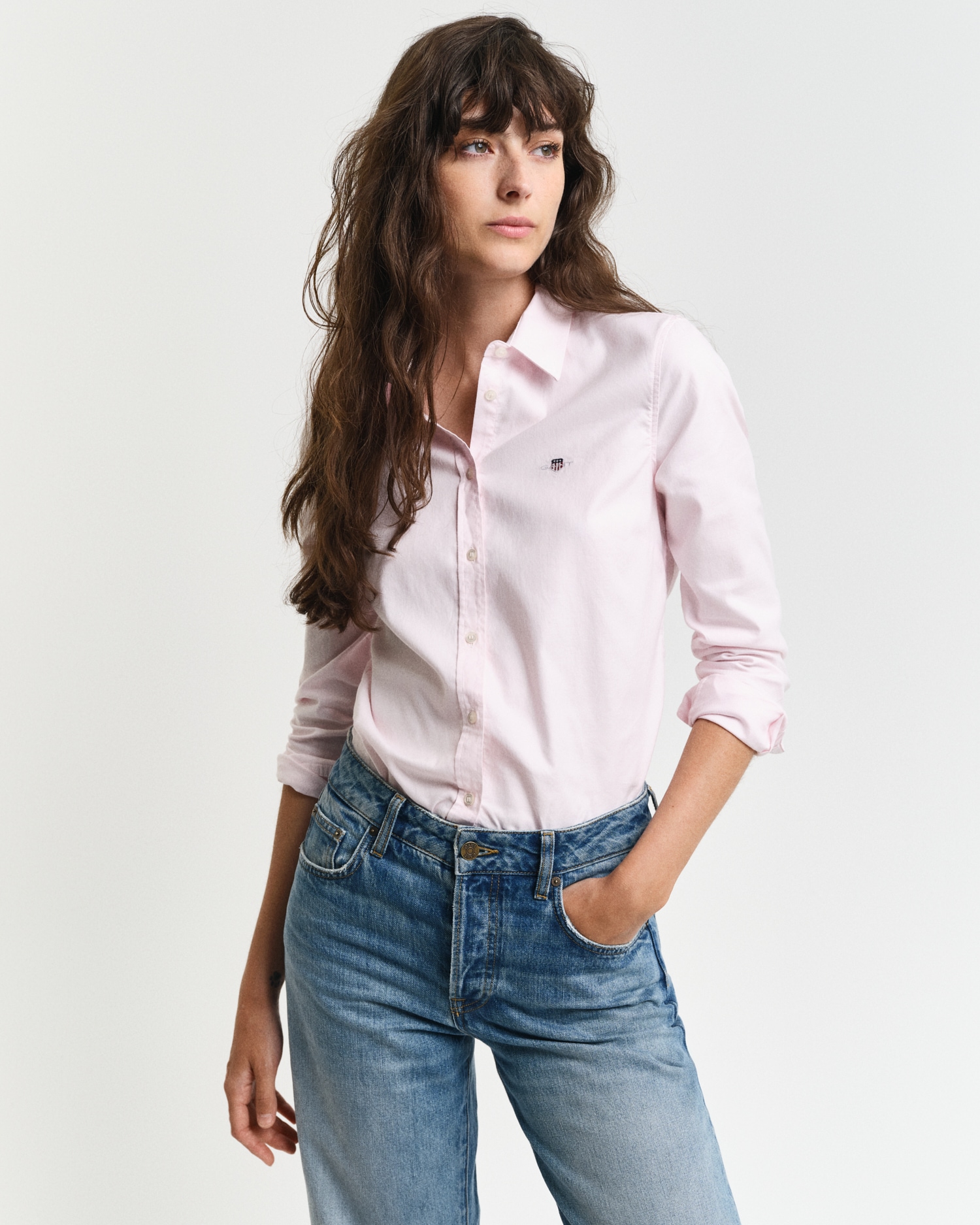 Gant Langarmbluse »New Slim Stretch Oxford Blouse«, für bequemen Sitz u. Bewegungsfreiheit, New Slim Stretch, bügelfrei
