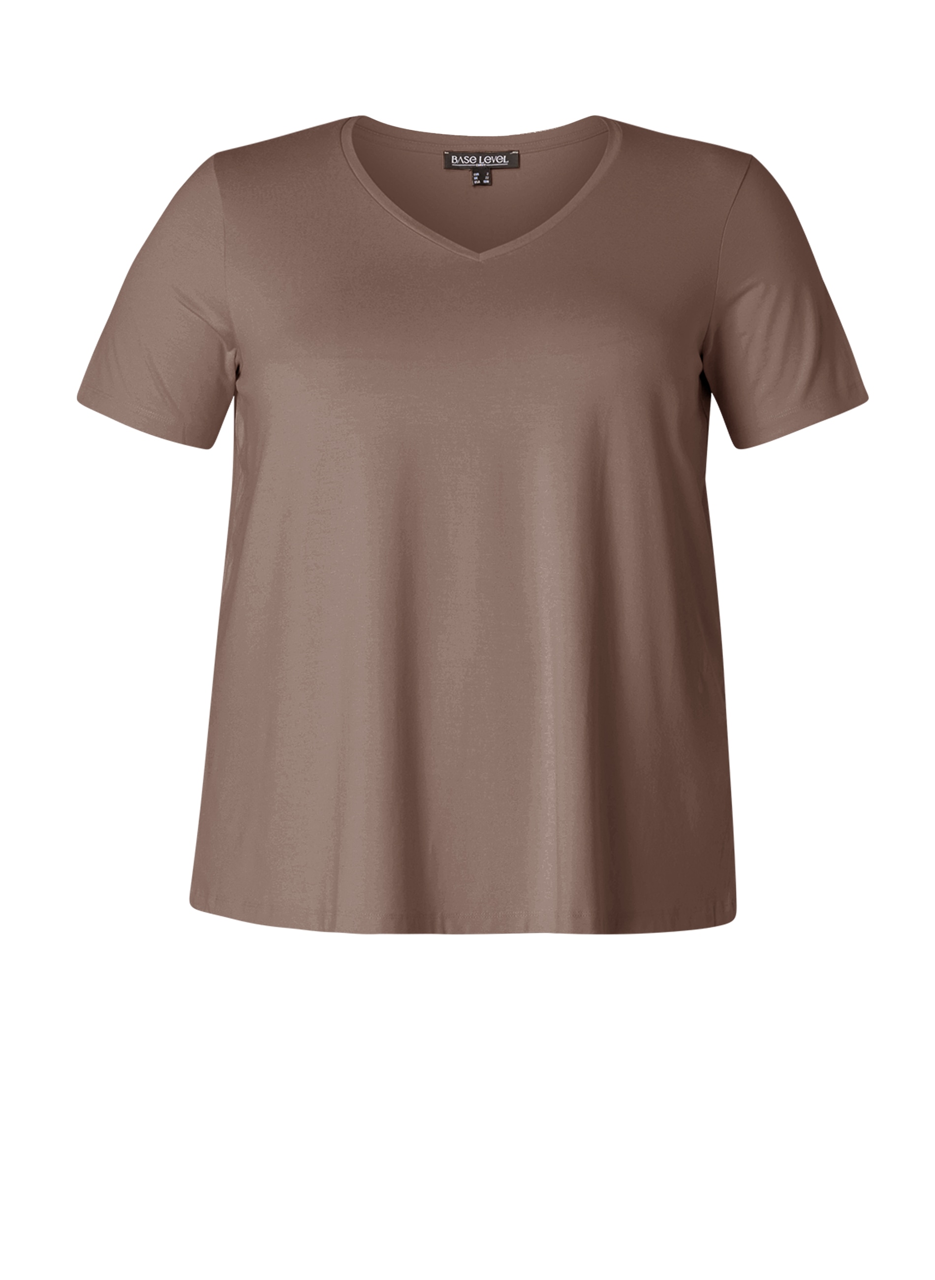 Base Level Curvy Shirttop, mit femininem V-Ausschnitt