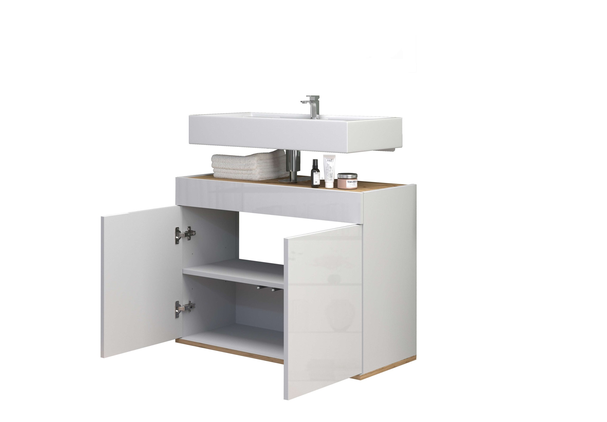 welltime Armoire sous lavabo »Garda« 1 cuis tlg. Made in Italy, façades laquées haute brillance, beaucoup de rangement