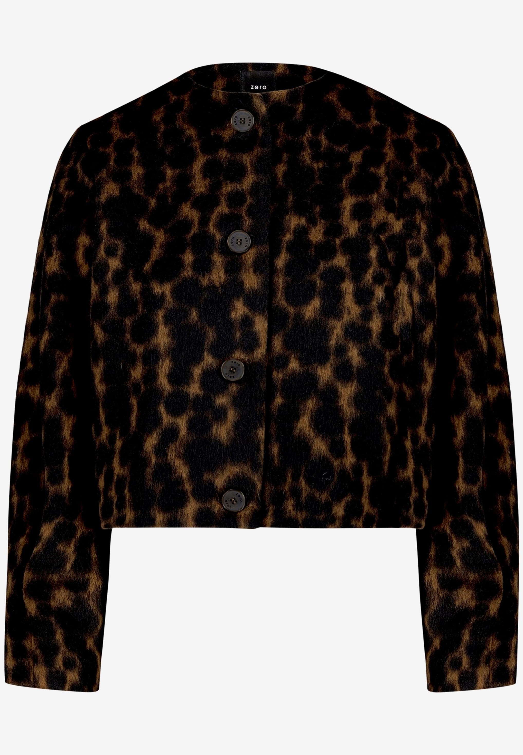 Zero Blazer court veste duveteuse avec boutons / look animalier motif