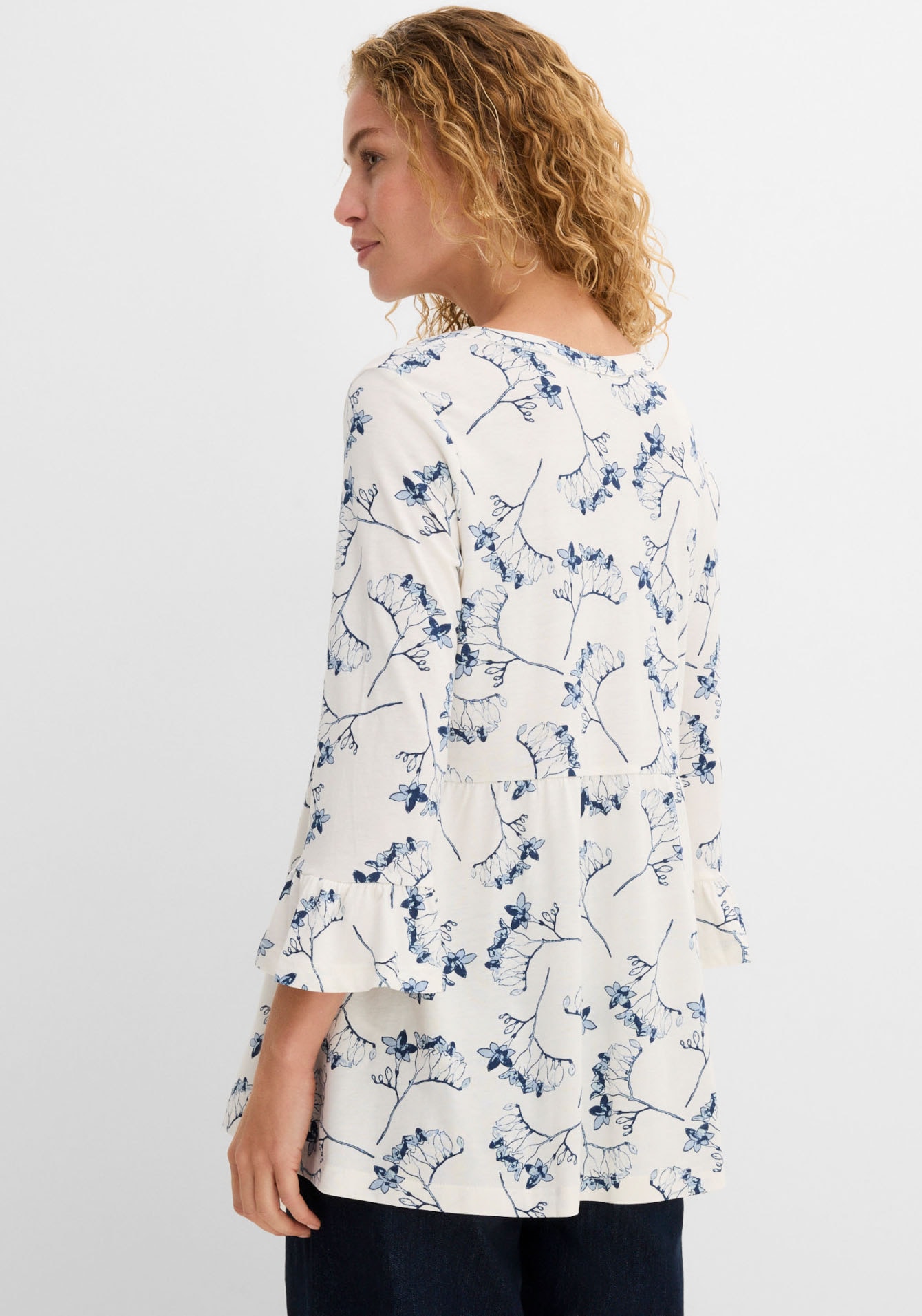 bonprix Blouse à pression ausgestellte Passform, 3/4-Ärmel, für Frühling und Sommer
