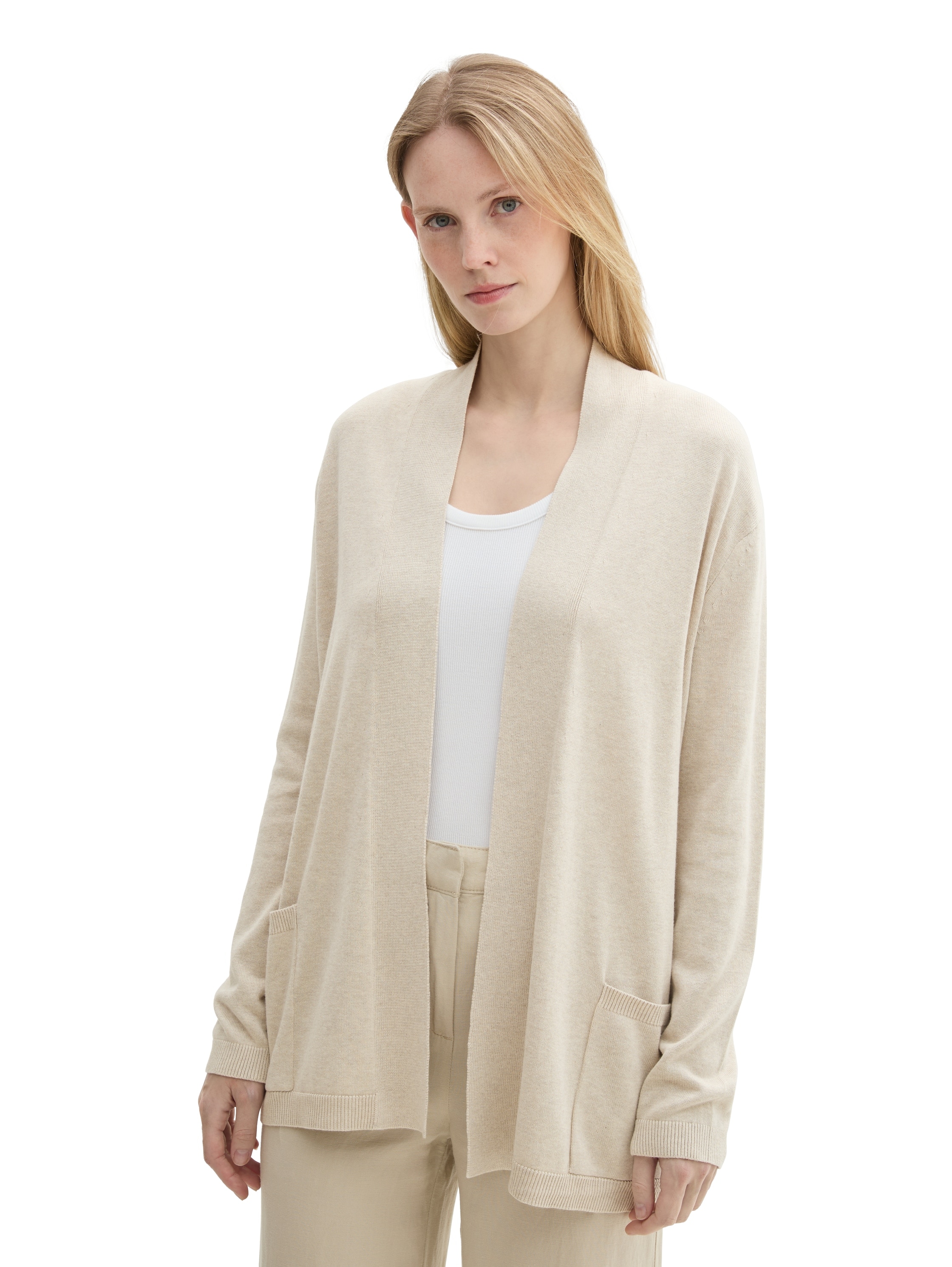 TOM TAILOR Cardigan, offen und mit Seitentaschen