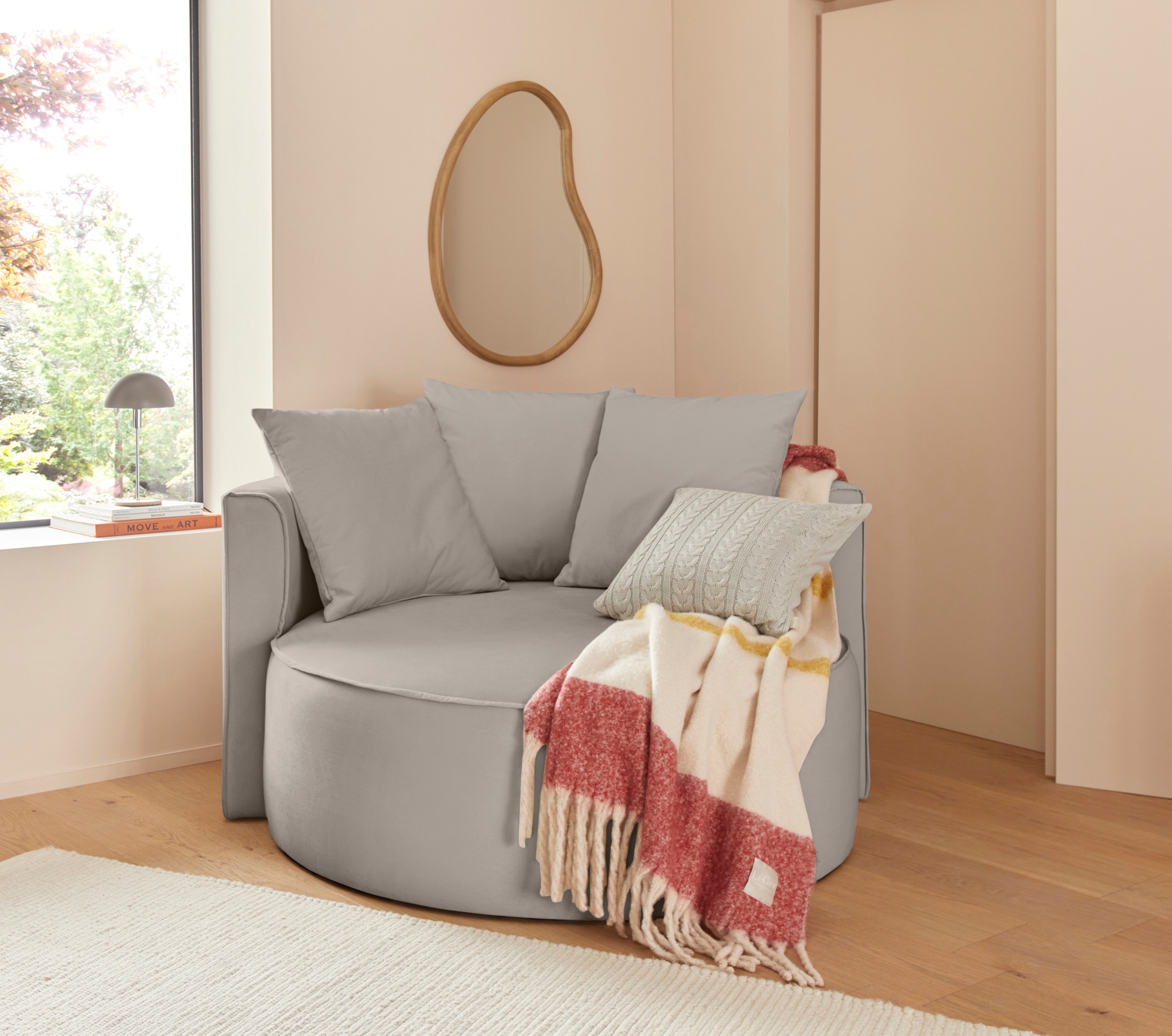 LeGer Home by Lena Gercke XXL-Sessel »Isalie, Lesesessel, Loveseat, inklusive Zierkissen«, extra grosse Sitzfläche, optional mit Hocker, Cord, Samt, Bouclé