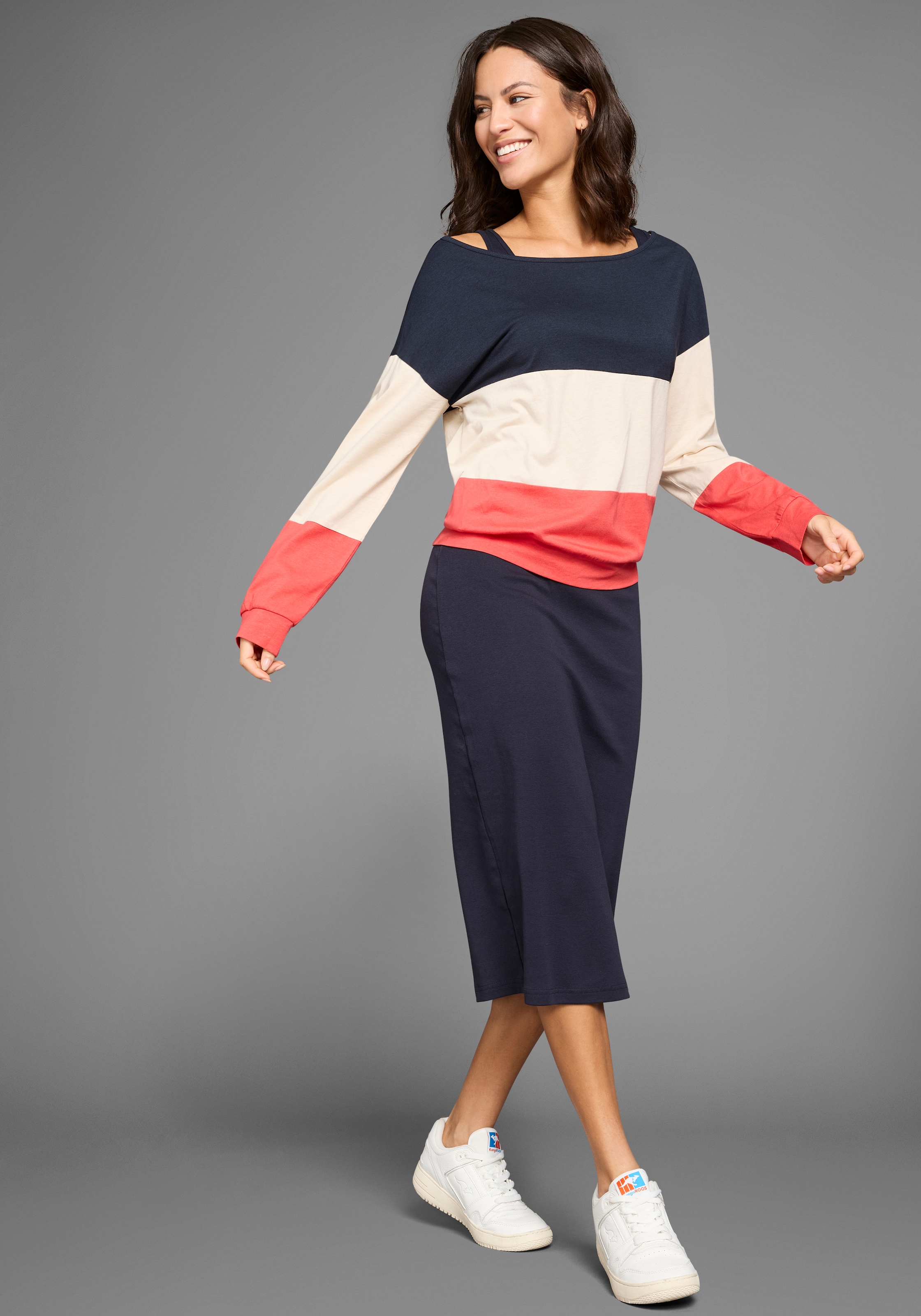 Image of KangaROOS 2-in-1-Kleid Set, 2 Stk. tlg. mit Streifenshirt im Lagenlook
