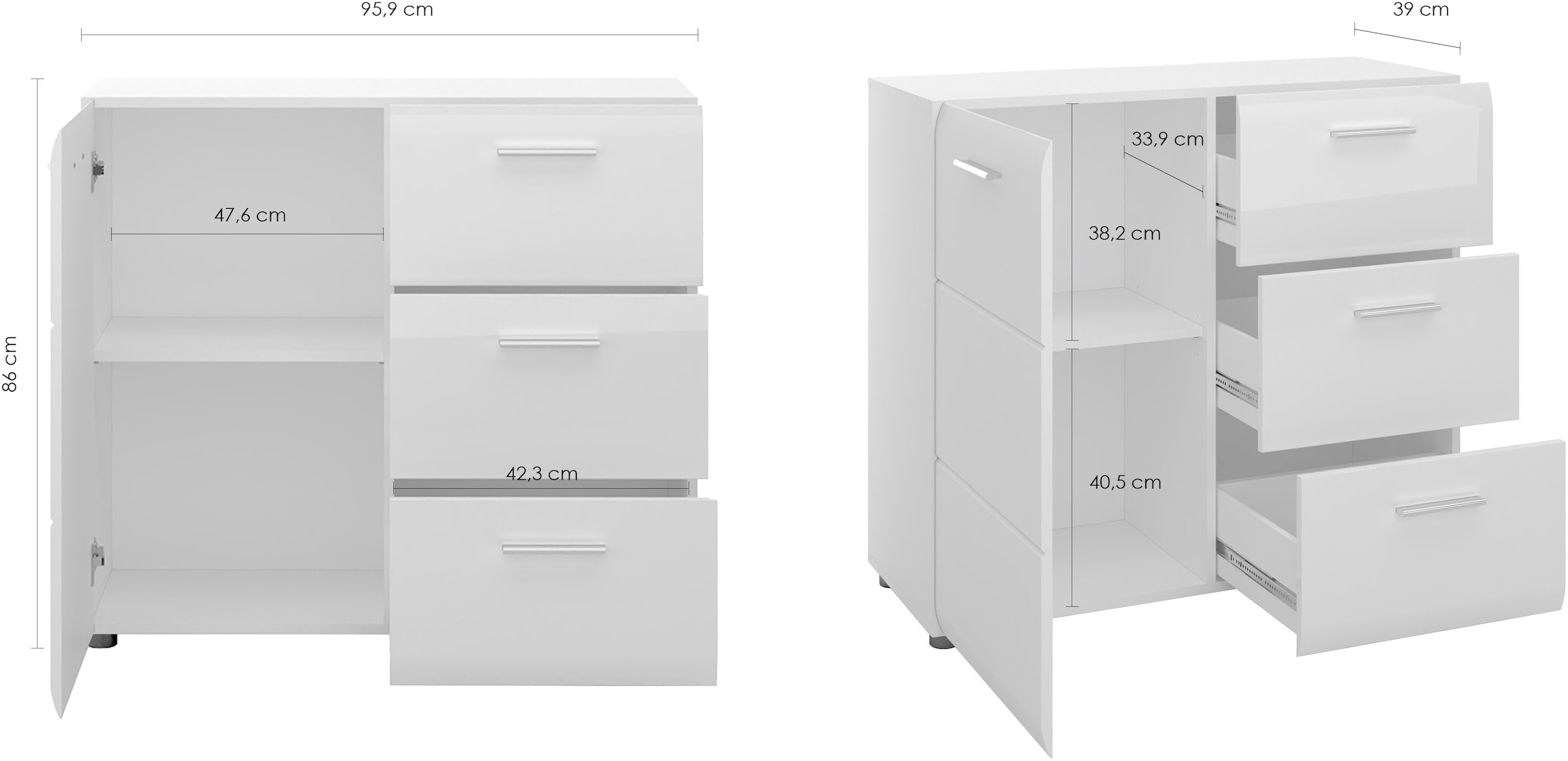 LIVING CHARM Sideboard »Merano« Breite ca. 96 cm