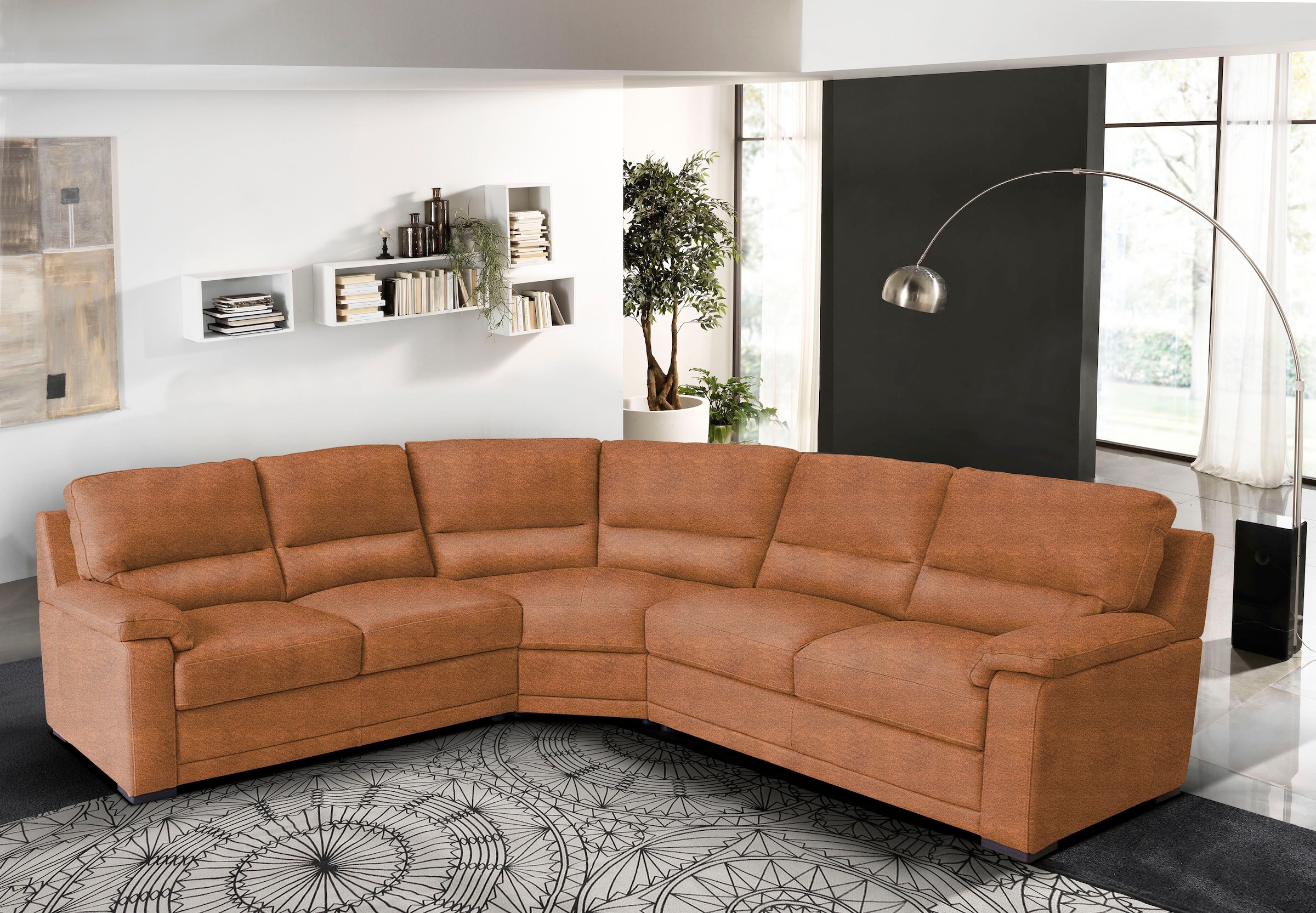 Egoitaliano Canapé d'angle »Doris, modernes Designerecksofa in hochwertigen Microfaserqualitäten« edle Detailverarbeitung, wahlweise fleckenabweisend oder in Lederoptik