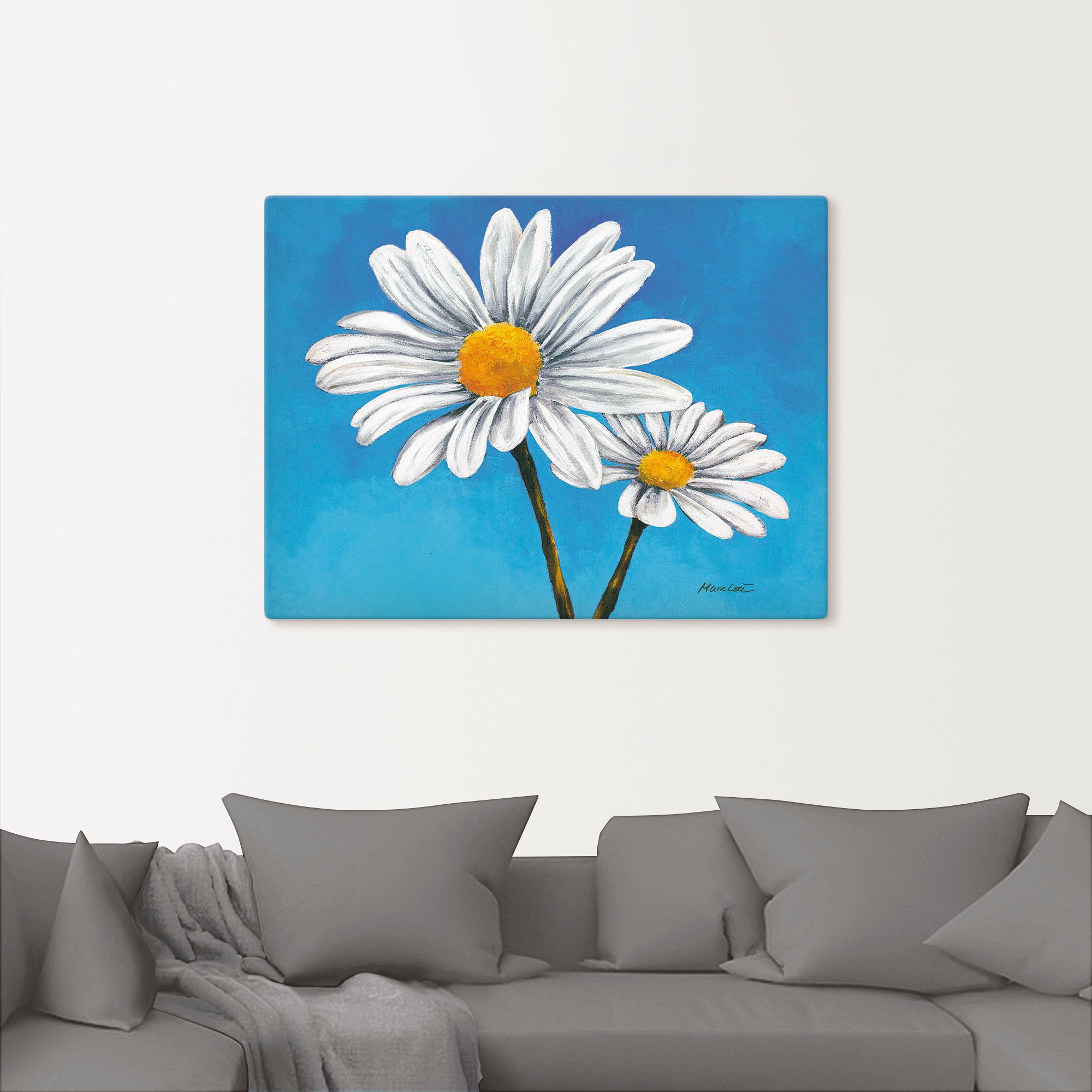 Artland Wandbild »Margeriten auf Blau« 1 Stk. tlg. als Alubild, Outdoorbild, Leinwandbild in verschied. Grössen