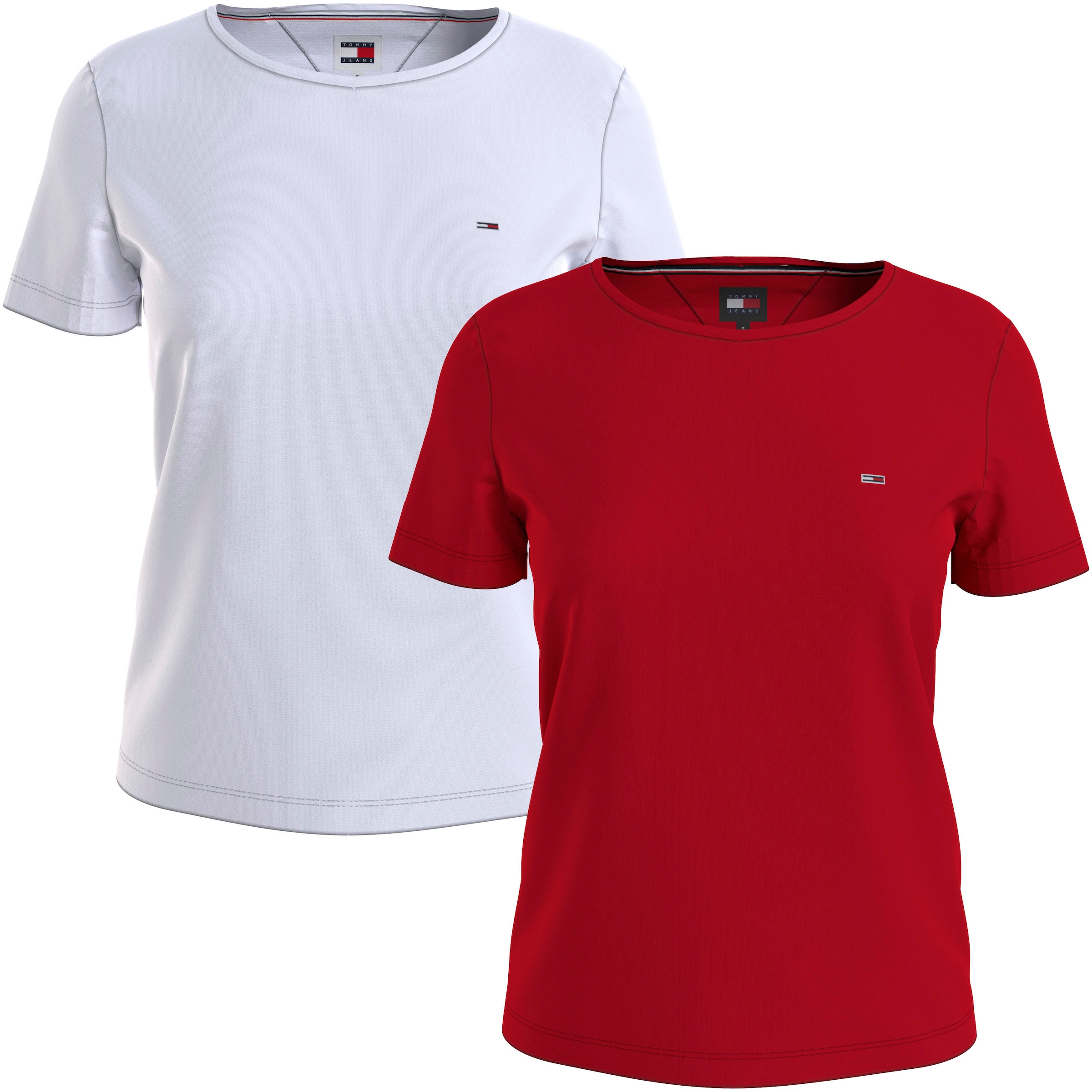 Tommy Jeans Rundhalsshirt »TJW 2PACK SOFT JERSEY TEE«, mit Tommy Jeans Logo-Flag-Stickerei