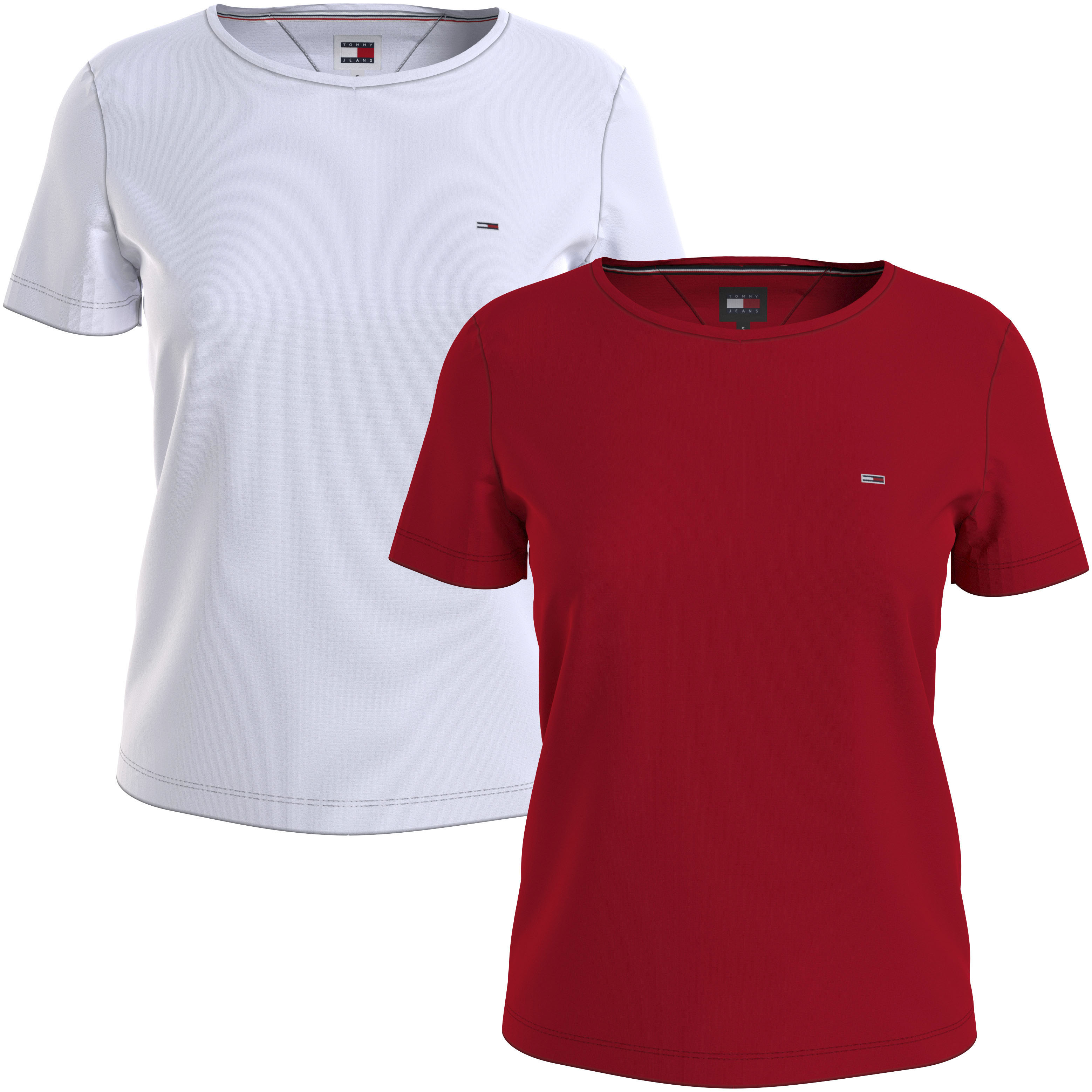 Tommy Jeans Rundhalsshirt »TJW 2PACK SOFT JERSEY TEE«, (2 tlg., 2er-Pack), mit Tommy Jeans Logo-Flag-Stickerei-Tommy Jeans 1